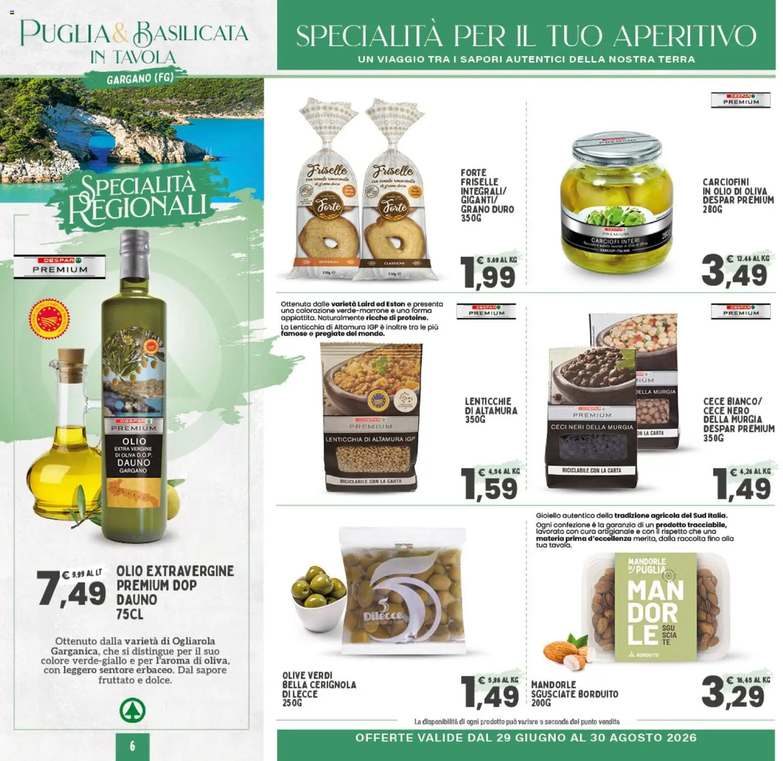 Volantino Interspar del 29/06/2026 | Pagina: 6 | Prodotti: Ceci, Lenticchie, Olio, Terra