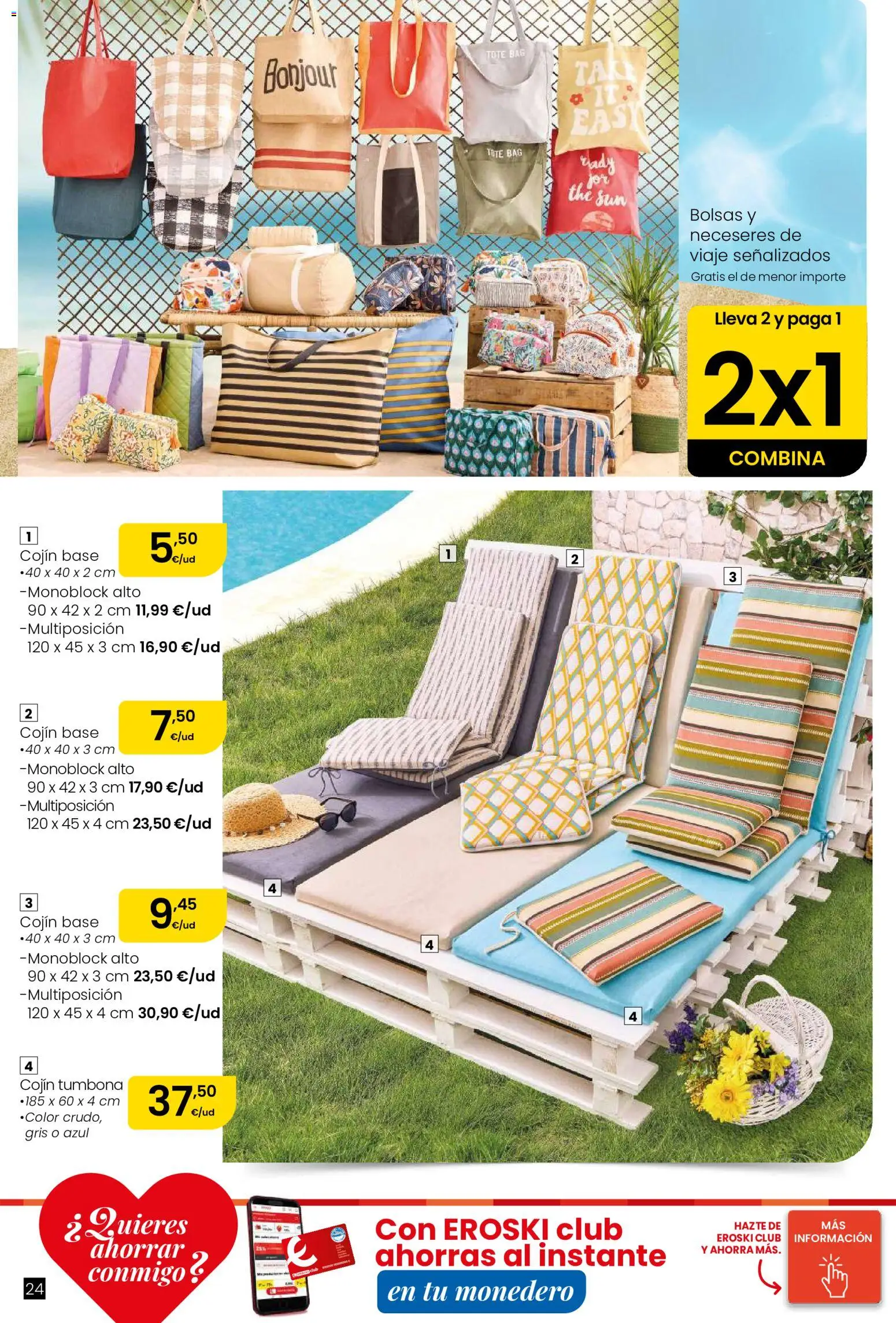 Eroski Oh! OFERTA Málaga │ válido desde el 11.06.2026 | Página: 24 | Productos: Tumbona, Cojín