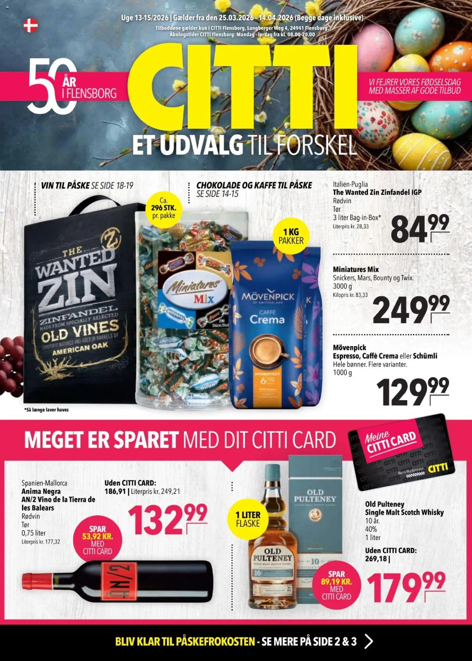 CITTI tilbudsavis – gyldig fra 25/03/2026 | Side: 1 | Produkter: Chokolade, Vin, Whisky, Rødvin