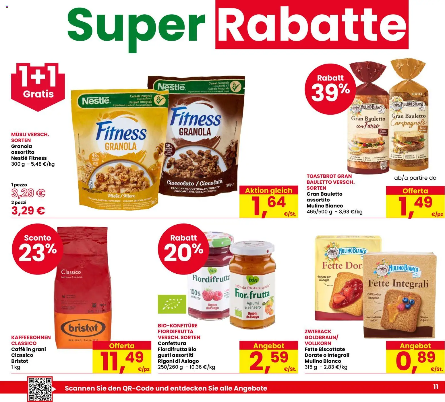 Volantino Eurospar del 17/09/2026 | Pagina: 11 | Prodotti: Caffè, Cioccolato, Farina, Caffè in grani