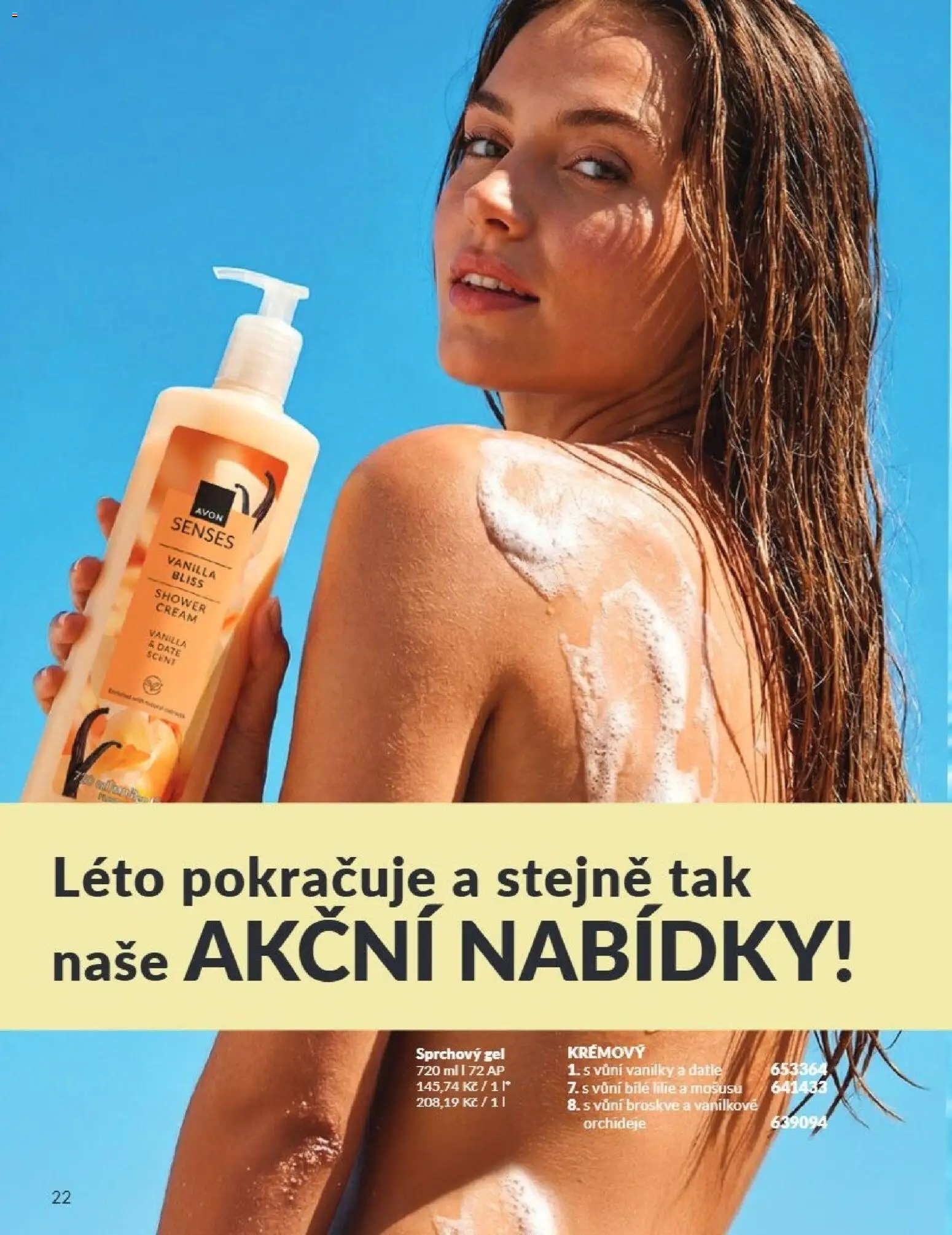 Avon Katalog 08/2026 od 01.08.2026 | Strana: 22 | Produkty: Sprchový gel, Broskve, Datle