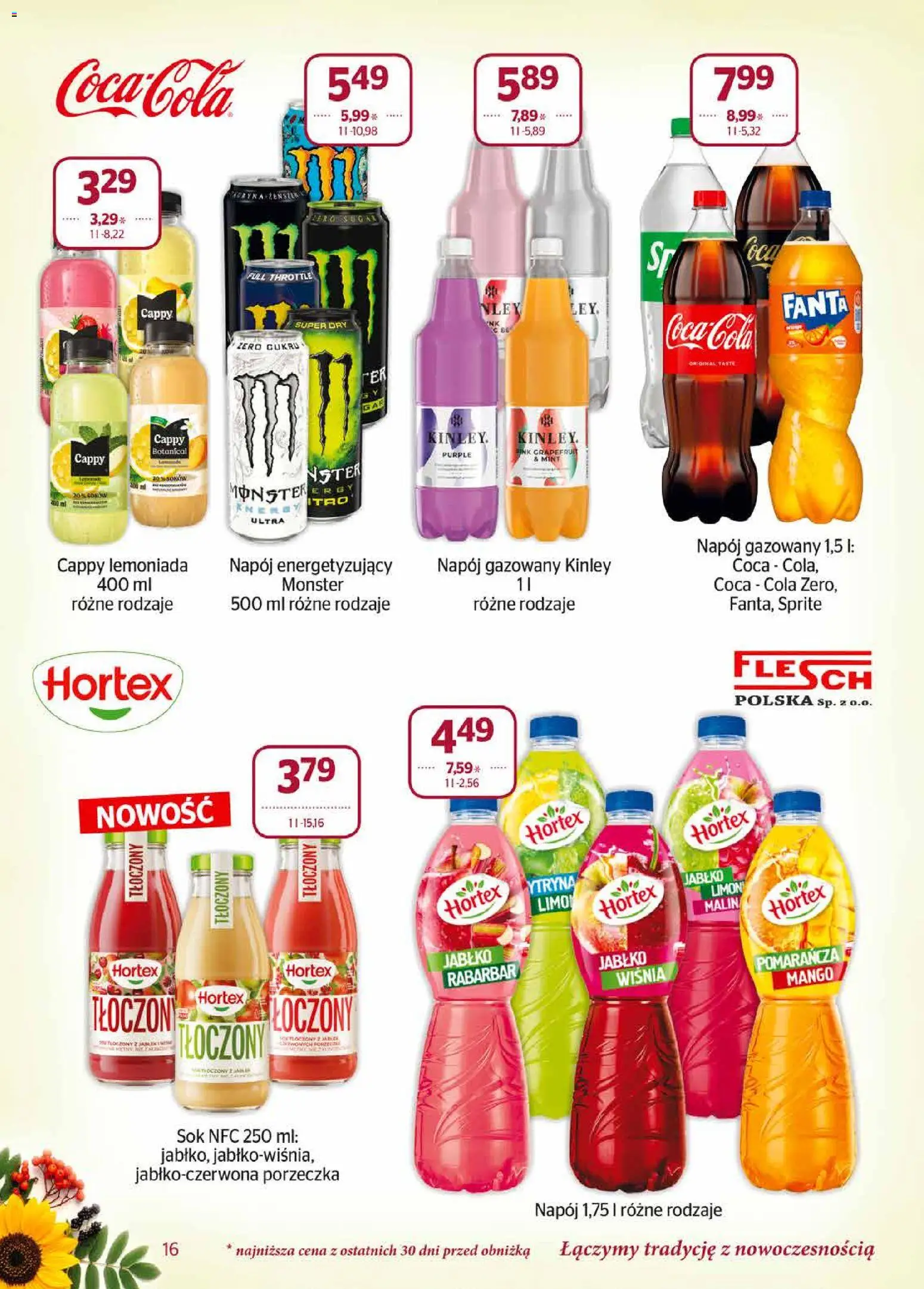 Społem gazetka od 01.09.2026 | Strona: 16 | Produkty: Sprite, Coca cola, Porzeczka, Lemoniada