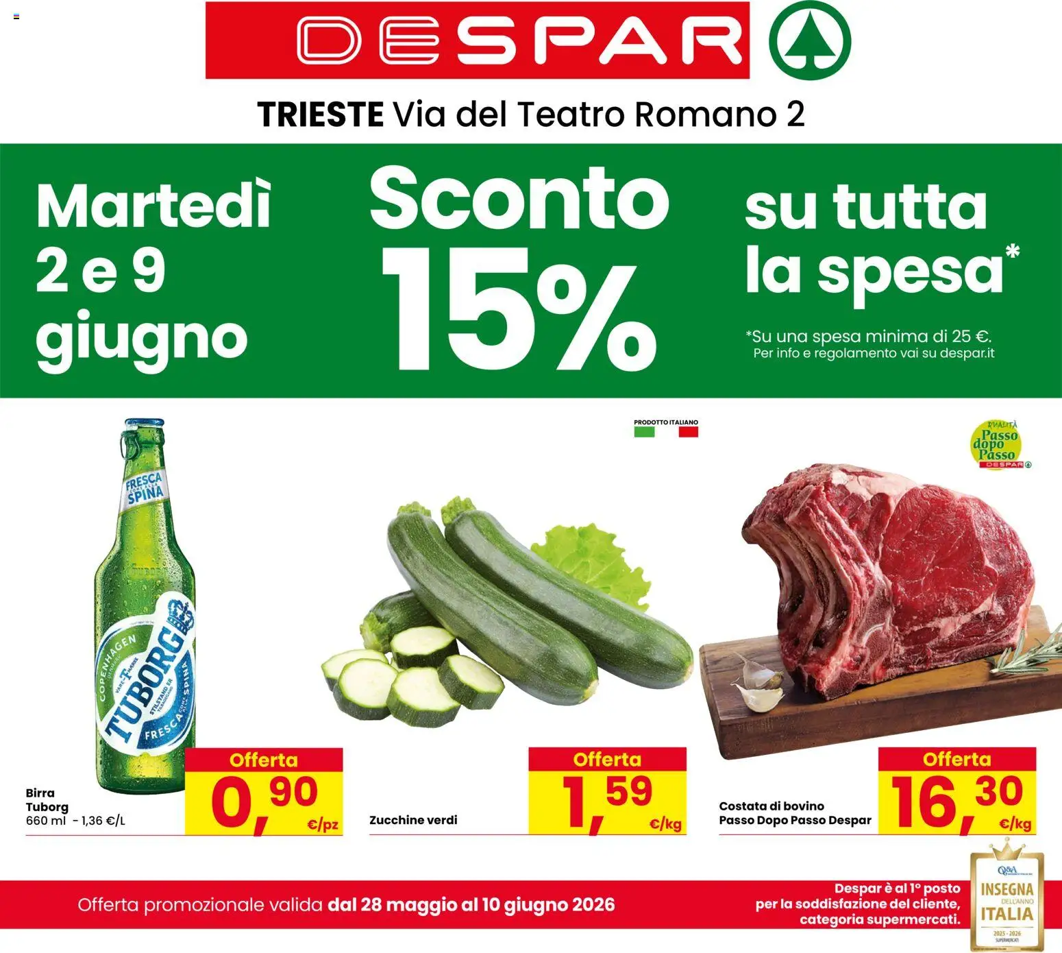 Volantino Despar del 28/05/2026 | Pagina: 1 | Prodotti: Bovino, Birra, Zucchine