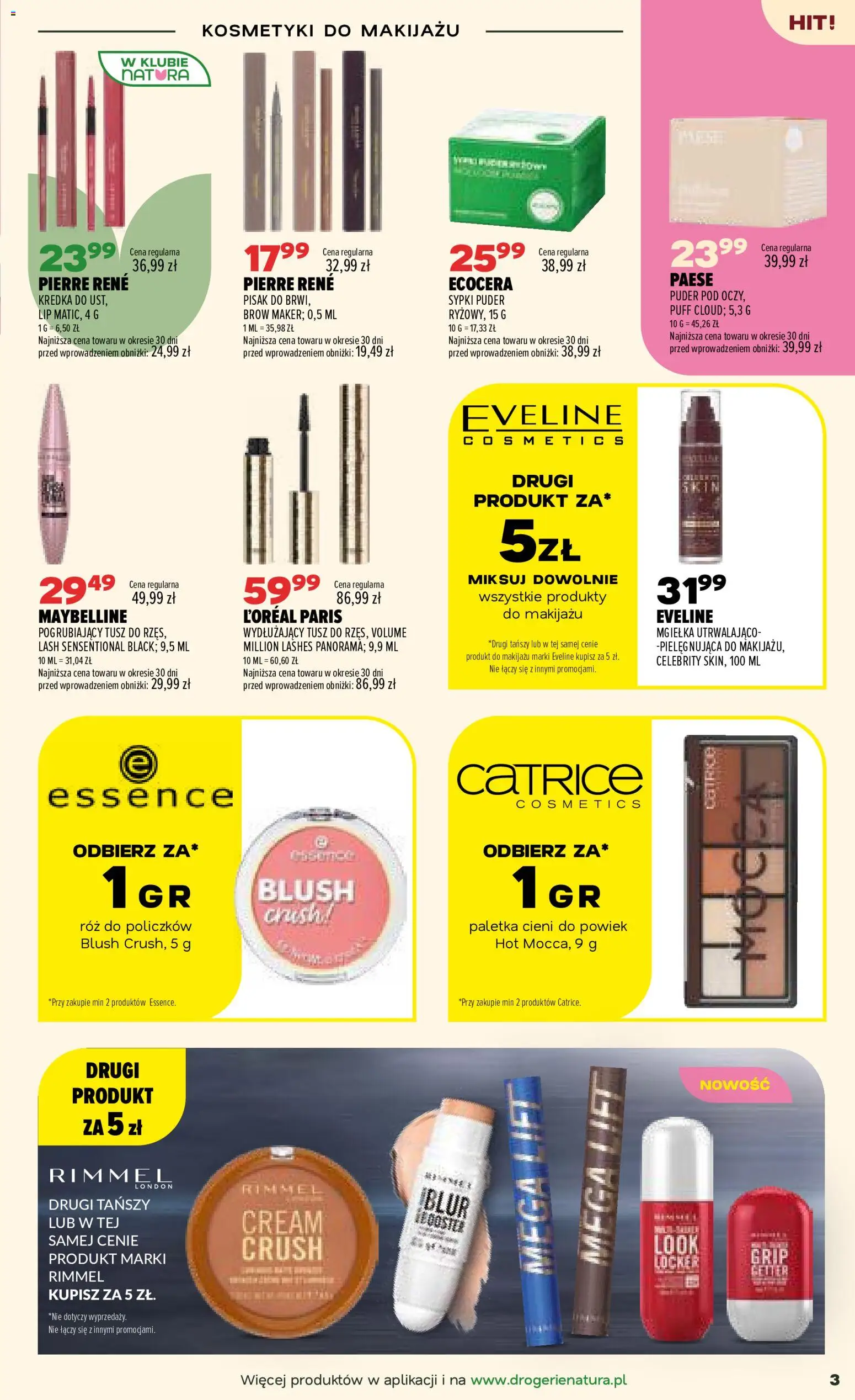 Drogerie Natura gazetka od 01.10.2026 | Strona: 3 | Produkty: Kosmetyki, Kosmetyki do makijażu, Puder, Róż