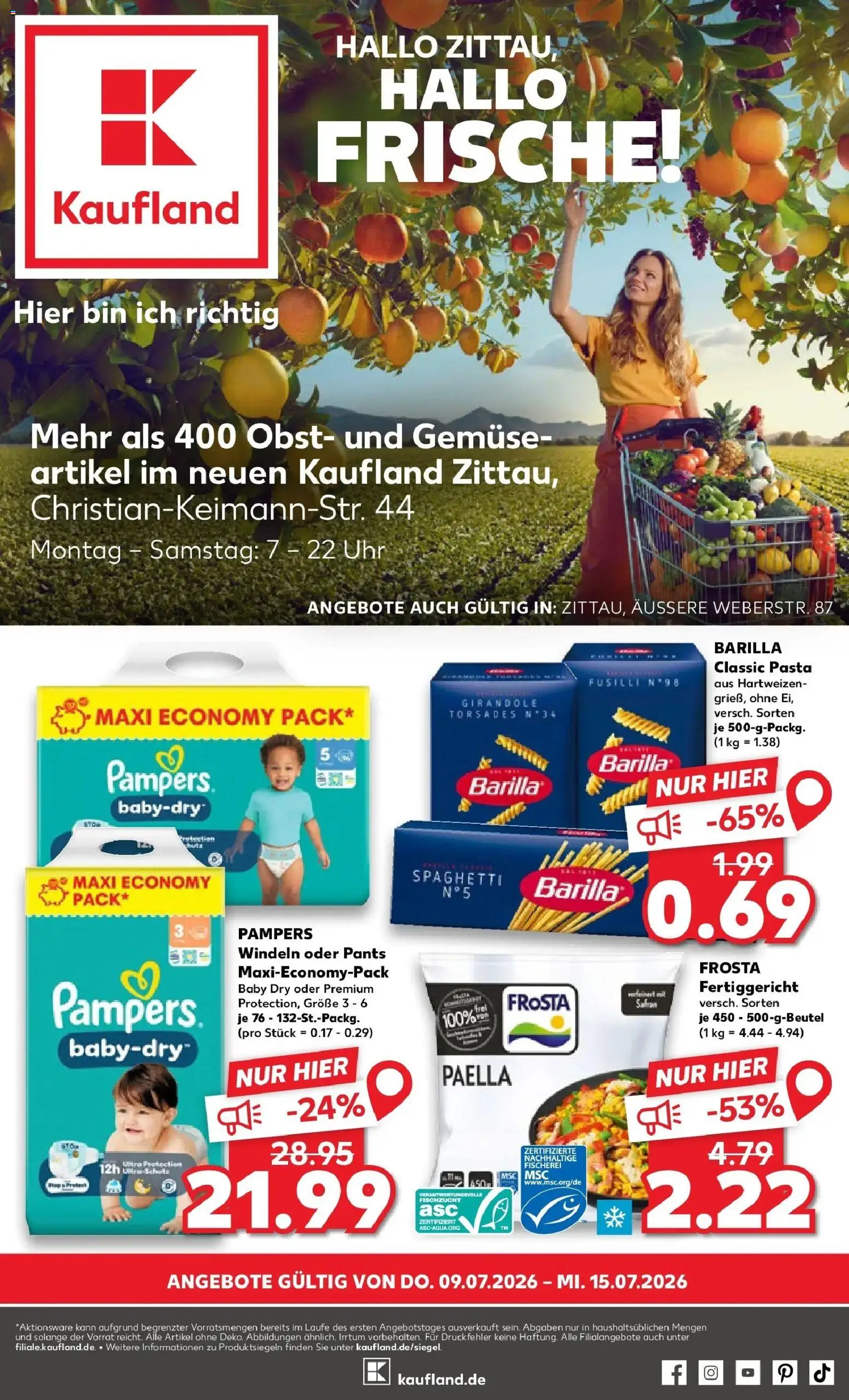 Kaufland Kaufland: Mo-Mi Der Wochenstart – gültig ab 05.07.2026 | Seite: 10 | Produkte: Pampers, Gemüse, Obst, Uhr