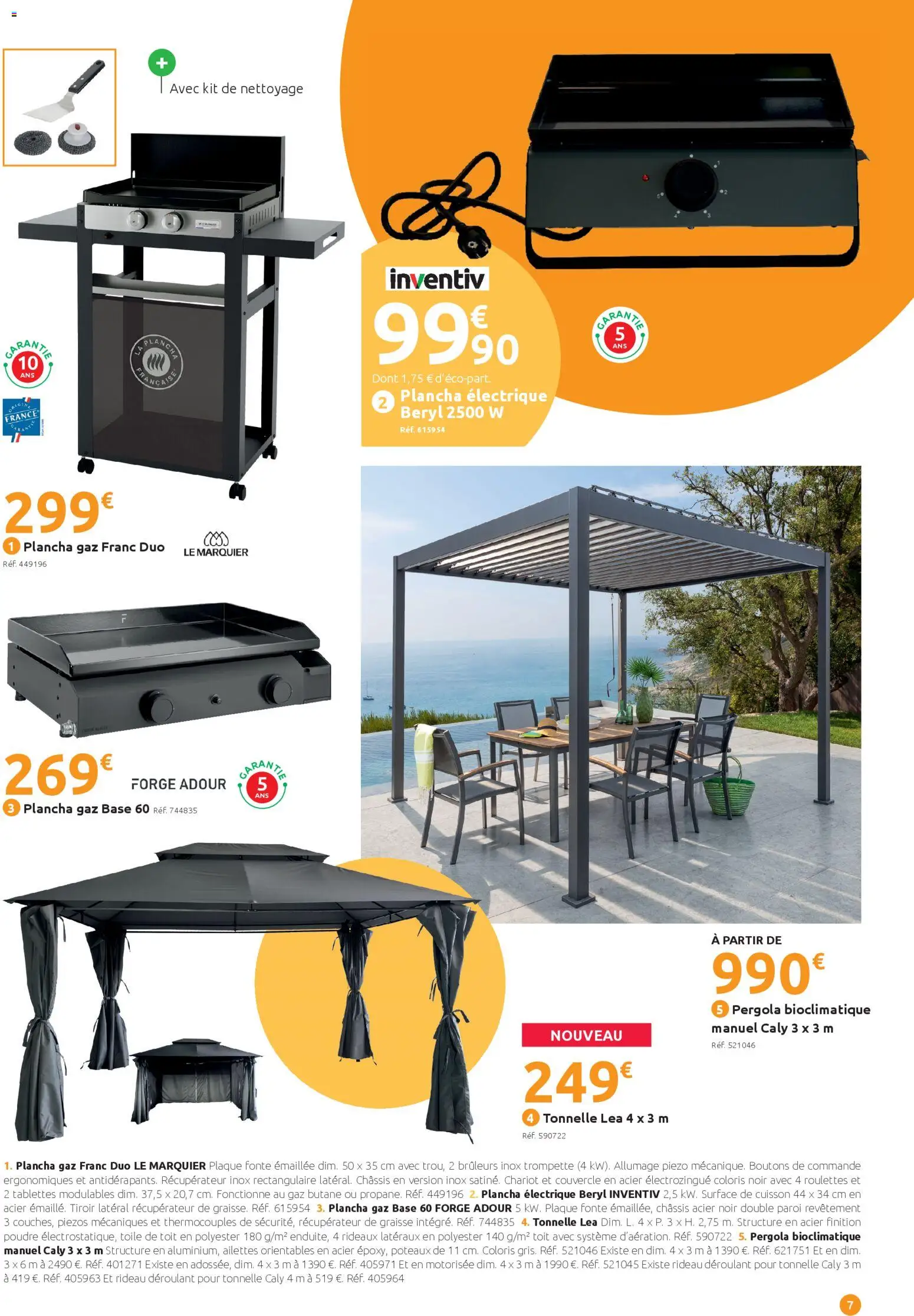 {H1} | Page: 7 | Produits: Plancha électrique, Poudre, Tonnelle, Pergola