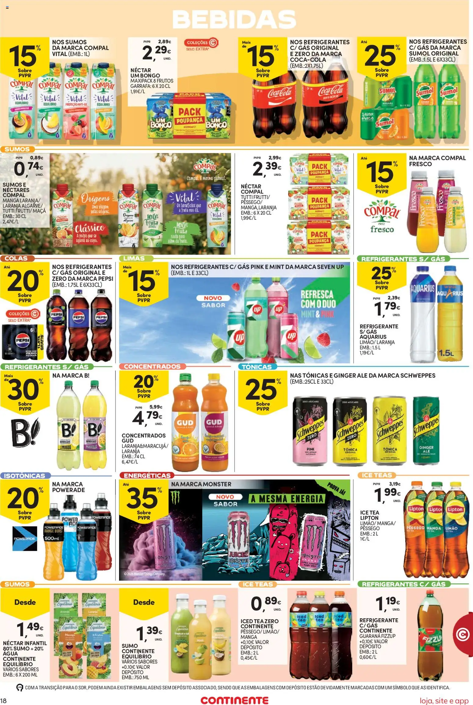 Continente Semanal Continente Bom Dia │ válido de 18/08/2026 | Página: 18 | Produtos: Agua, Pepsi, Ananás, Maça