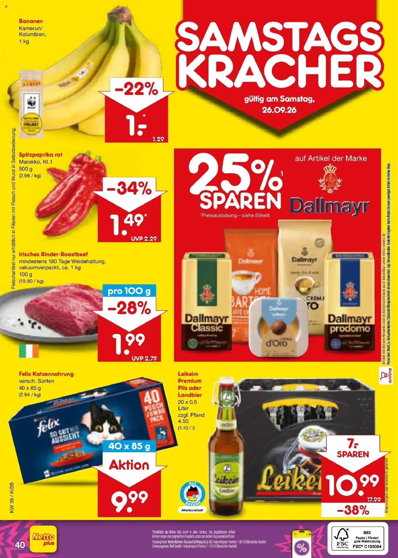 Netto Marken-Discount Prospekt Nürnberg – gültig ab 21.09.2026 | Seite: 56 | Produkte: Pils, Bananen, Wurst, Fleisch