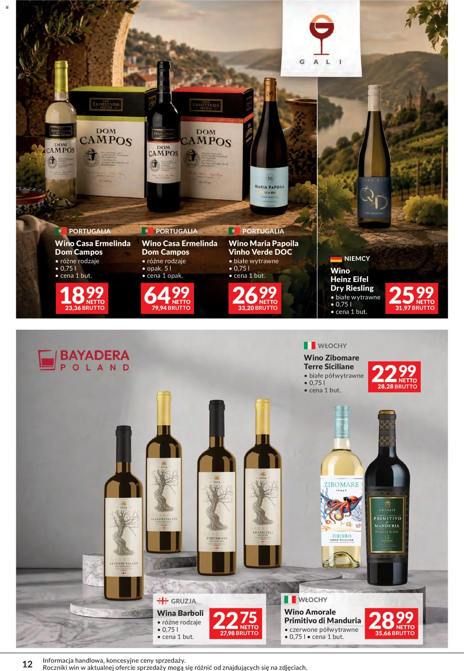 Makro gazetka - Sery, Wędliny, Wina od 01.09.2026 | Strona: 12 | Produkty: Primitivo Di Manduria, Riesling, Primitivo, Wino