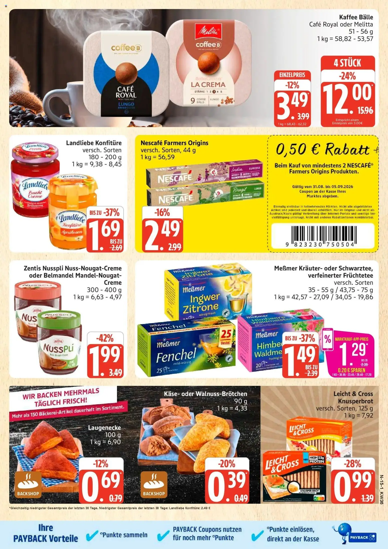 Marktkauf Prospekt Buxtehude (ab 31.08.2026) » Angebote online | Seite: 15 | Produkte: Melitta, Nescafe, Käse, Creme