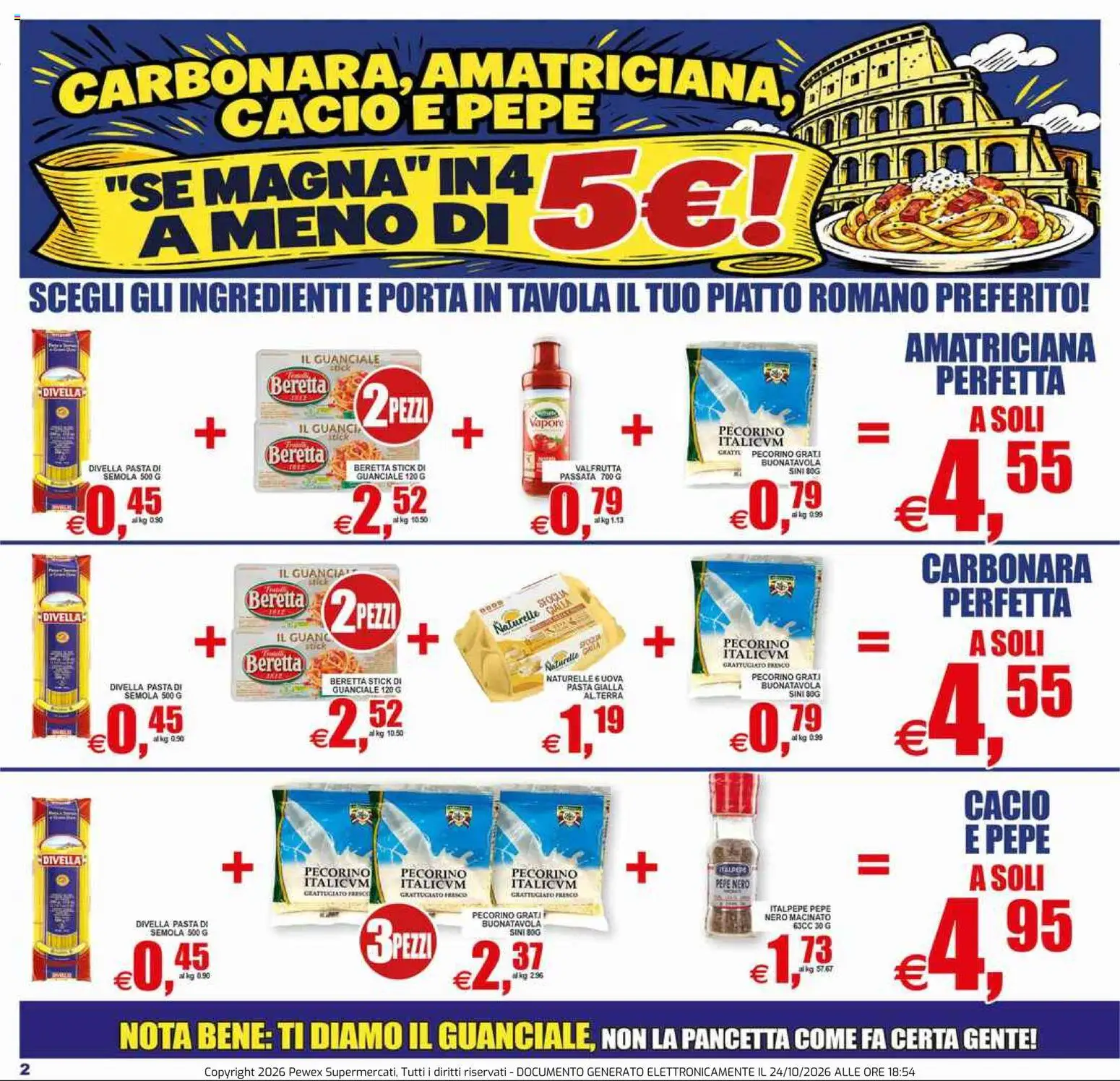 Volantino Pewex del 23/10/2026 | Pagina: 2 | Prodotti: Pancetta, Pecorino, Guanciale, Terra