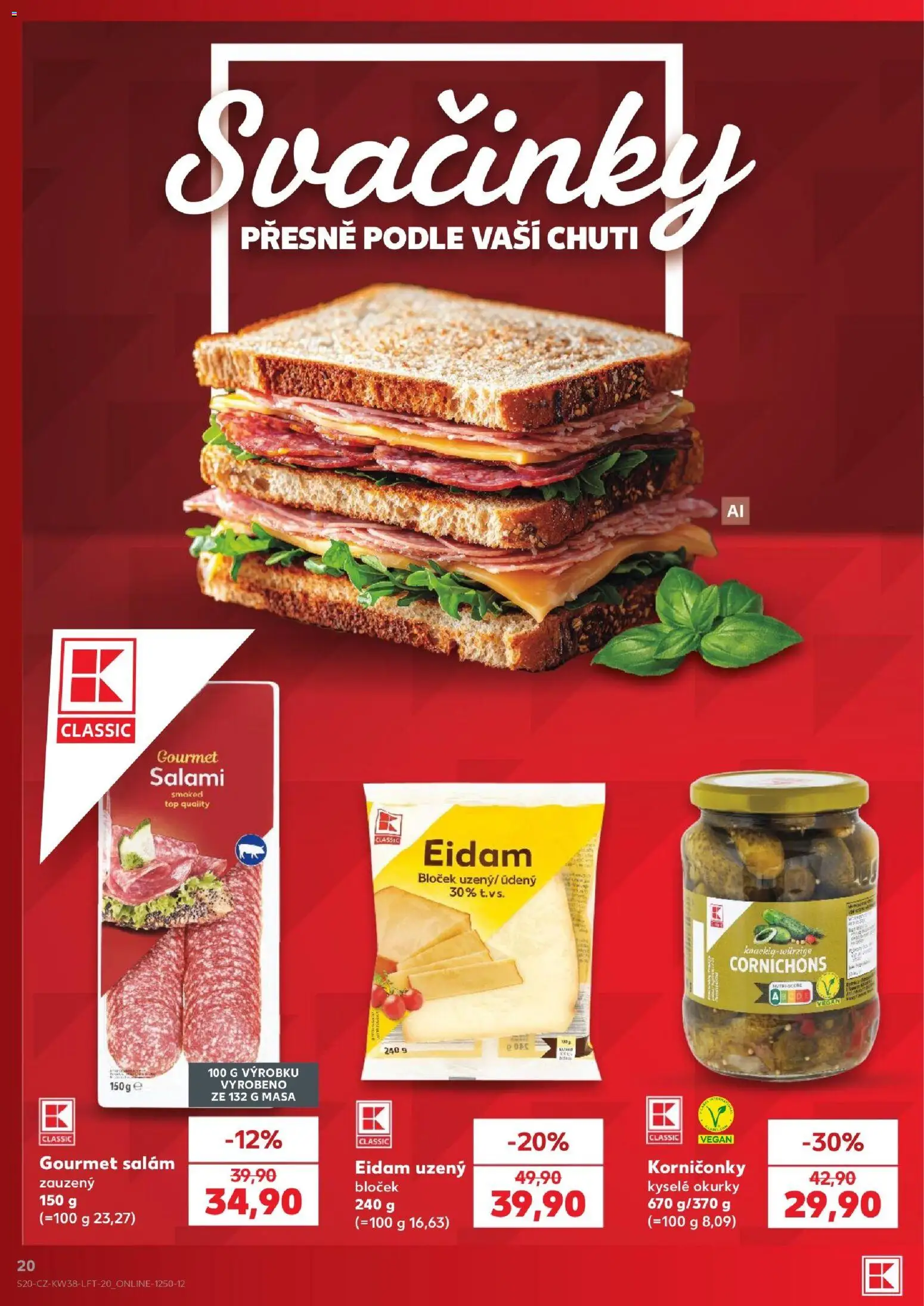 Kaufland leták - Praha 8 od 16.09.2026 | Strana: 20 | Produkty: Vegan, Gourmet, Okurky, Kyselé okurky