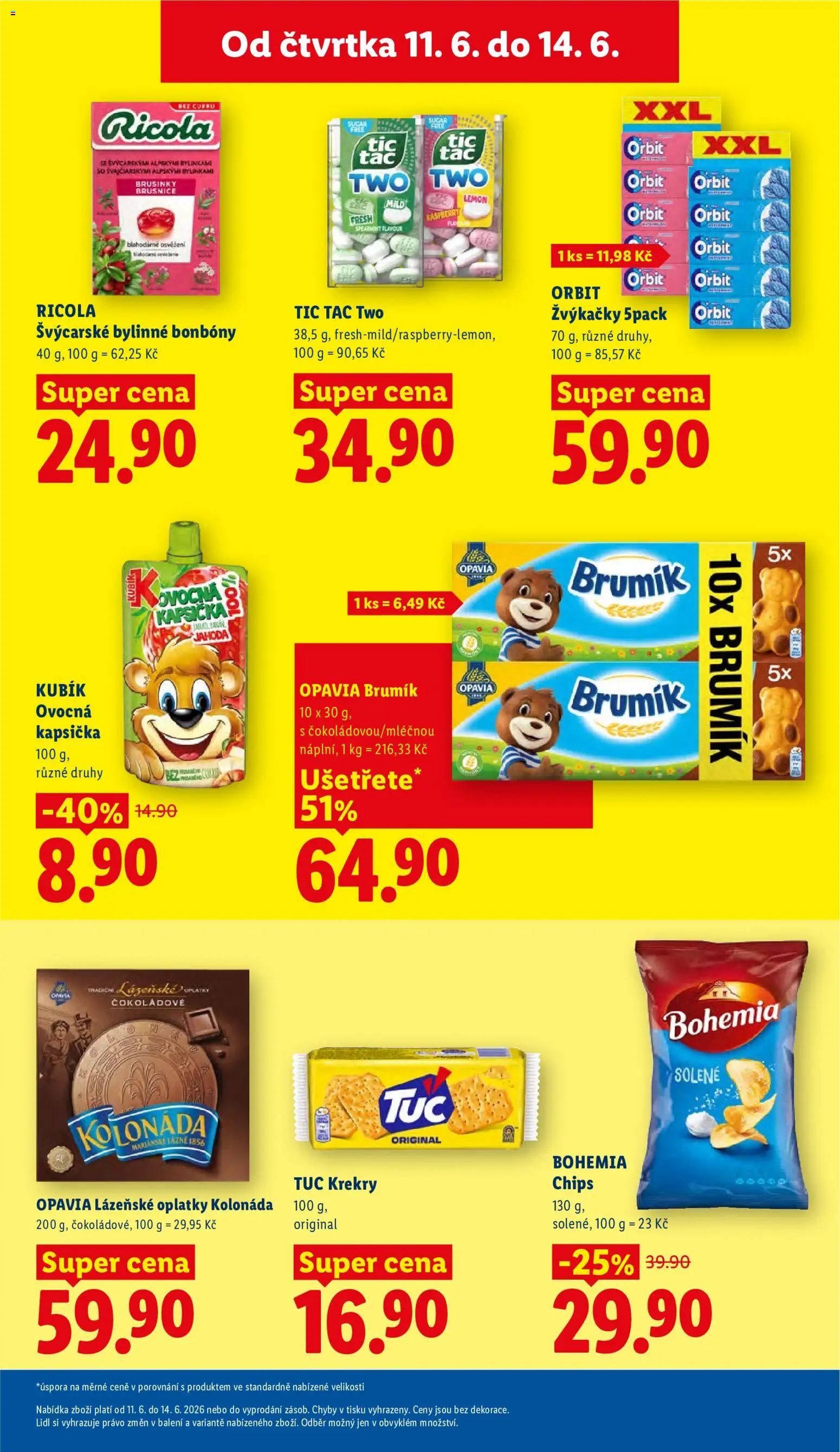 Lidl leták od 11.06.2026 | Strana: 23 | Produkty: Bonbóny, Tác, Bohemia chips, Oplatky