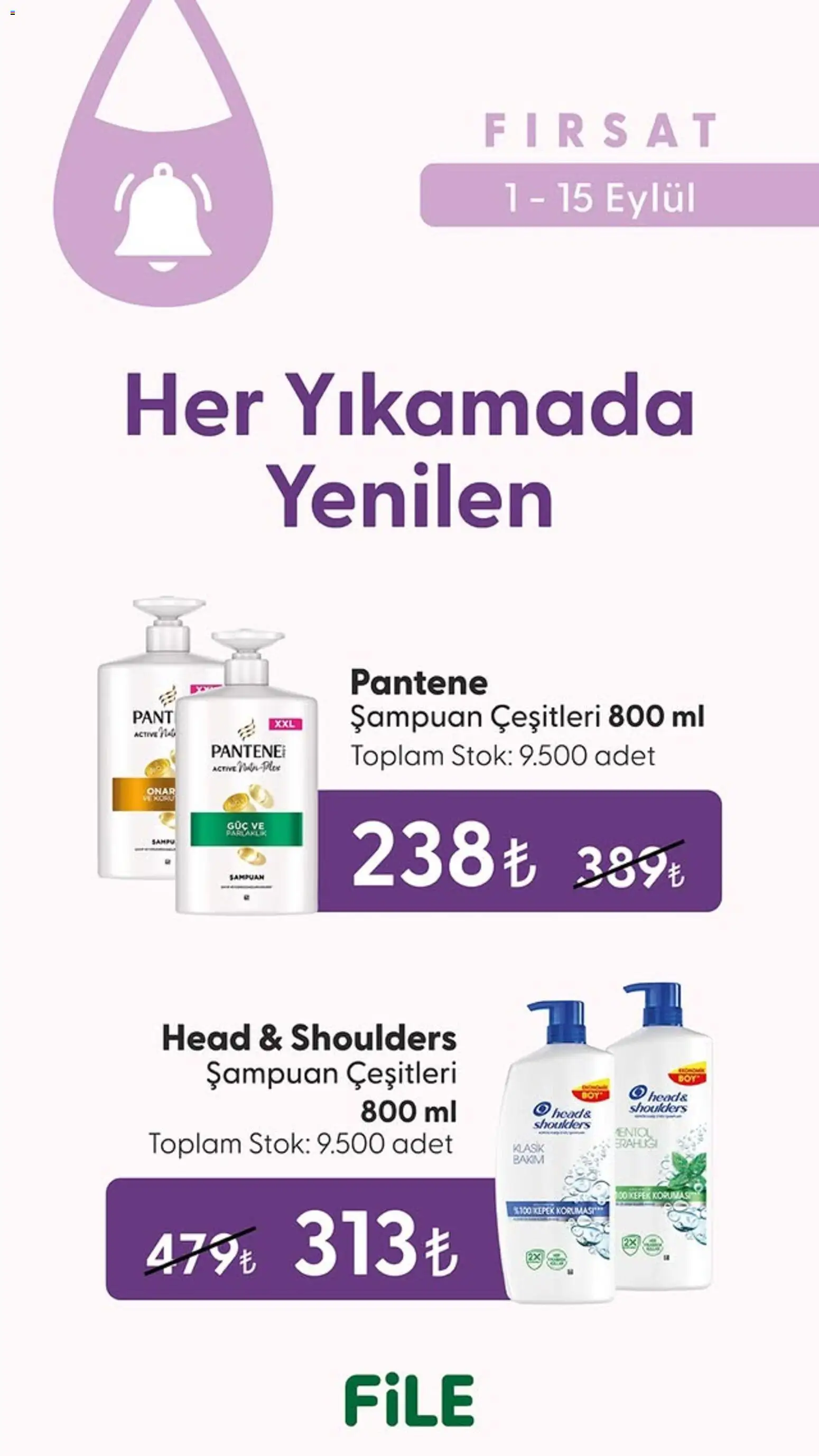 File Market İndirim - 01 Eylül 2026 tarihinden itibaren geçerlidir | Sayfa: 1 | Ürünler: Şampuan