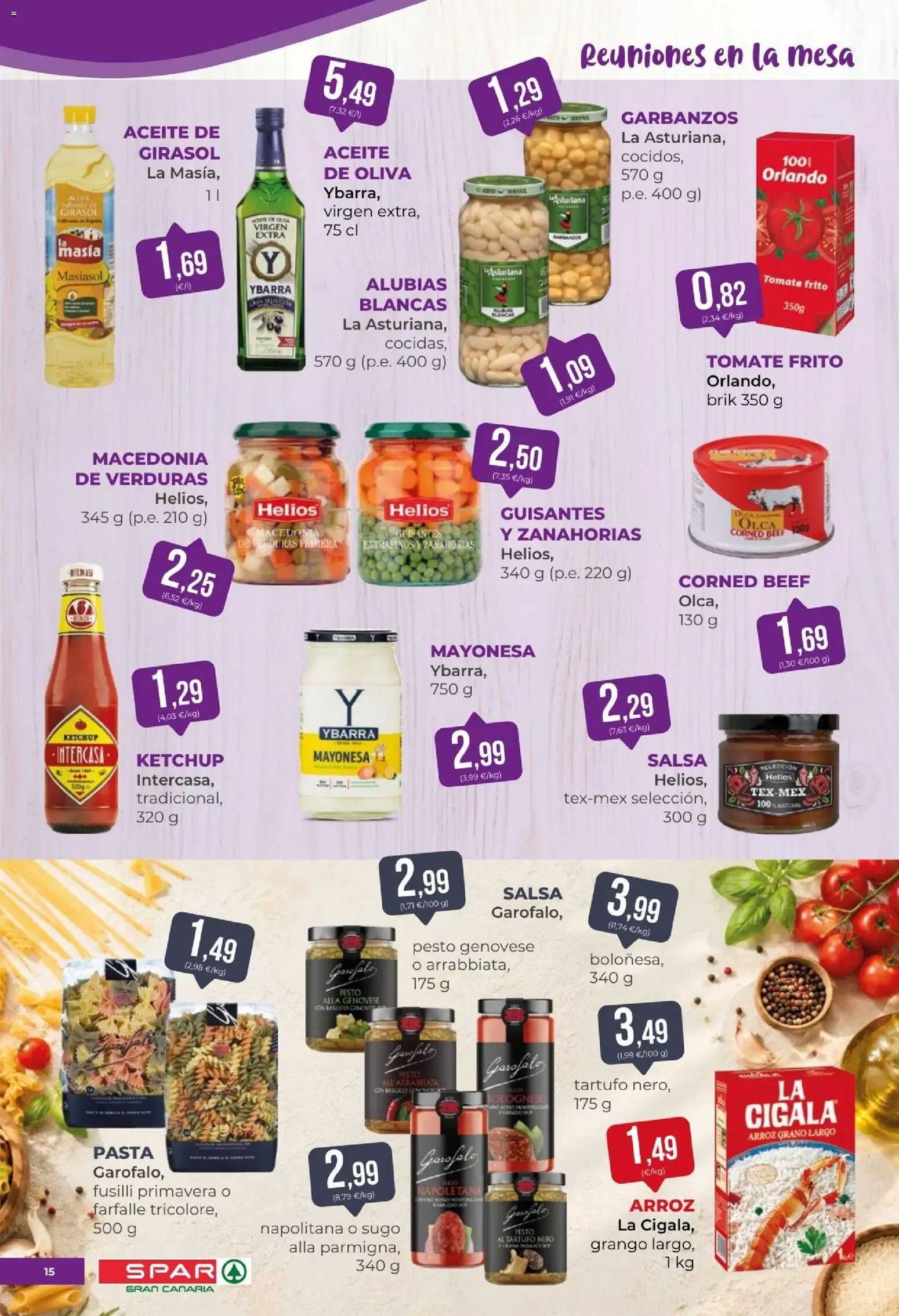 Spar folleto │ válido desde el 24/07/2026 | Página: 15 | Productos: Aceite, Arroz, Pasta, Mesa