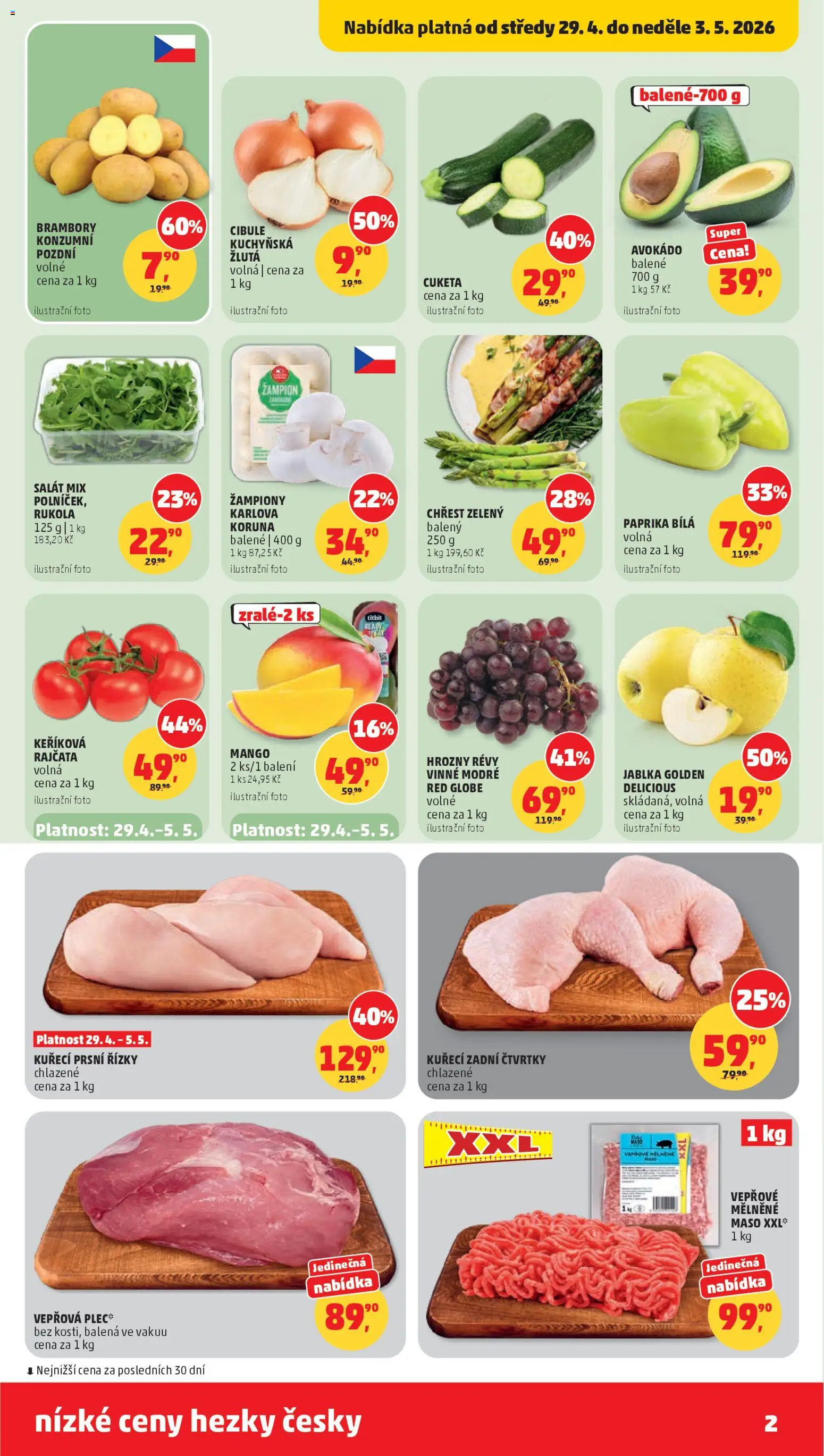 Penny Market leták od 29.04.2026 | Strana: 2 | Produkty: Mango, Cuketa, Chřest, Hrozny