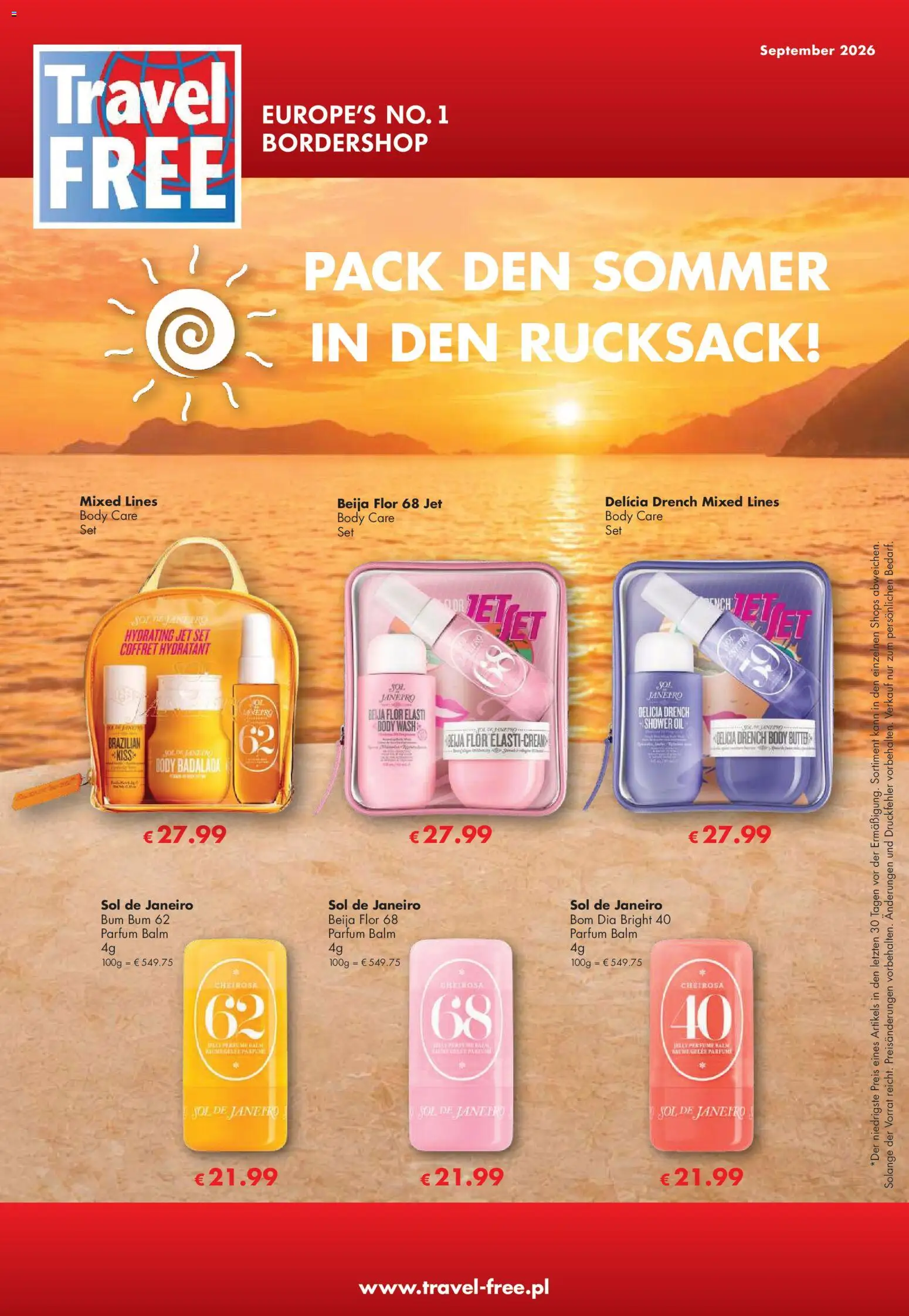 Travel Free Angebote – gültig ab 01.09.2026 | Seite: 1 | Produkte: Butter, Parfüm, Rucksack