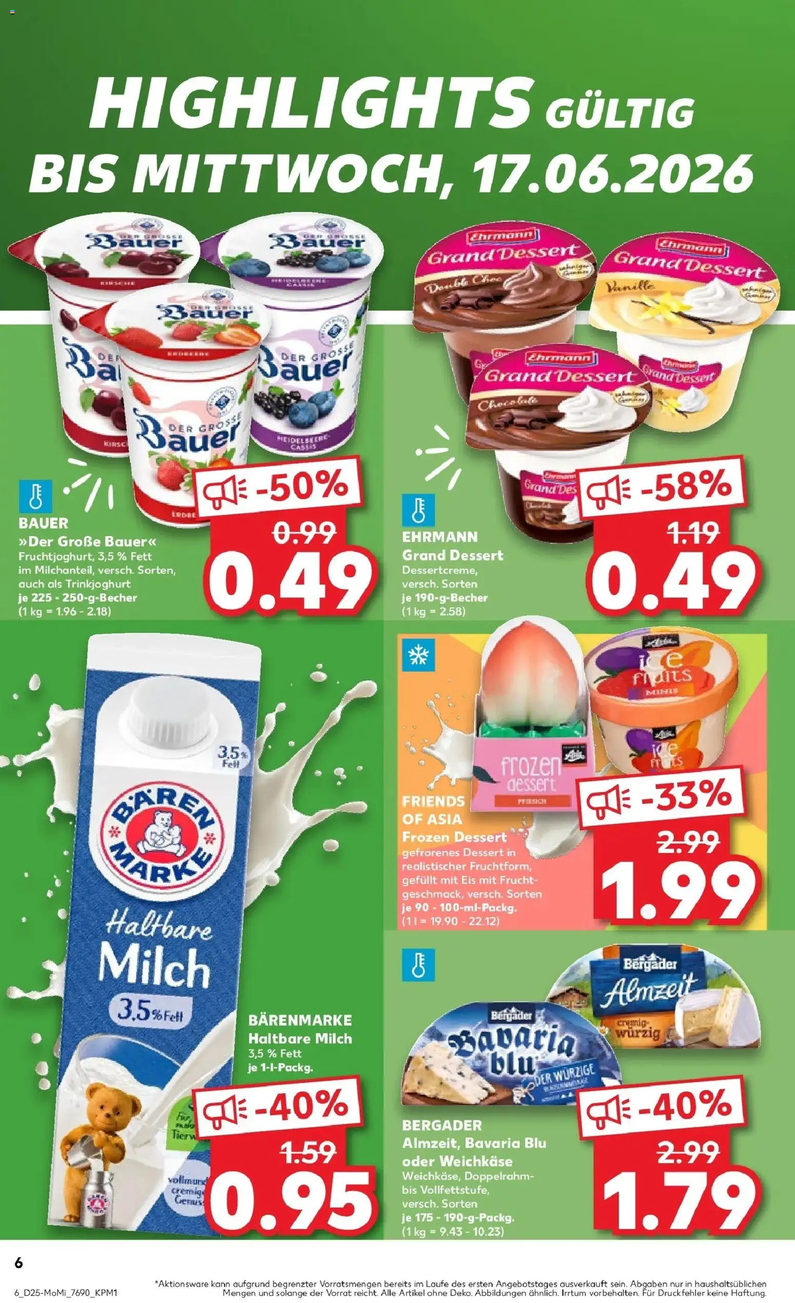 Kaufland Prospekt Schrobenhausen – gültig ab 15.06.2026 | Seite: 8 | Produkte: Milch, Ehrmann grand dessert, Haltbare milch, Eis