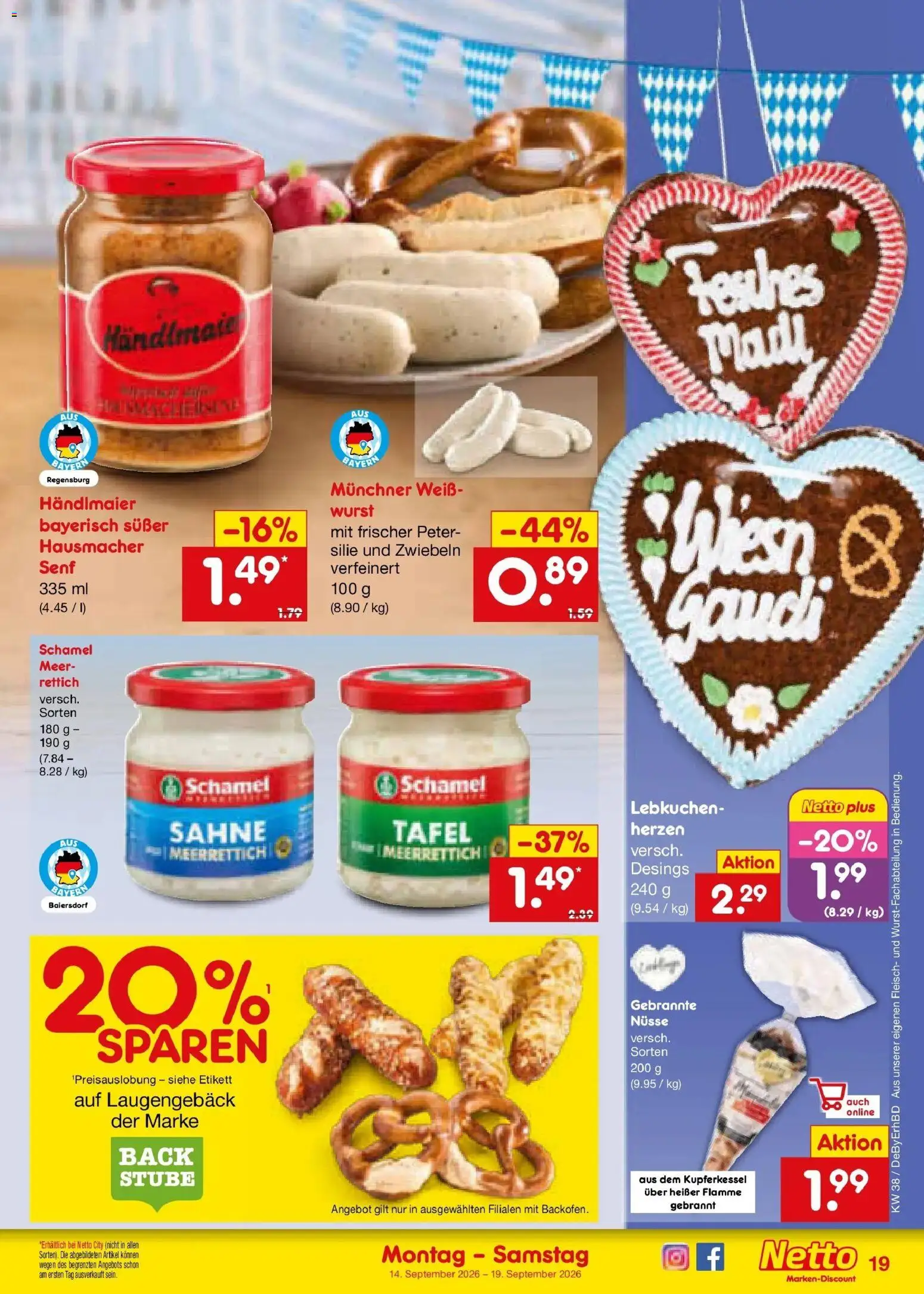 Netto Marken-Discount Prospekt Velden – gültig ab 14.09.2026 | Seite: 29 | Produkte: Wurst, Nüsse, Sahne, Fleisch