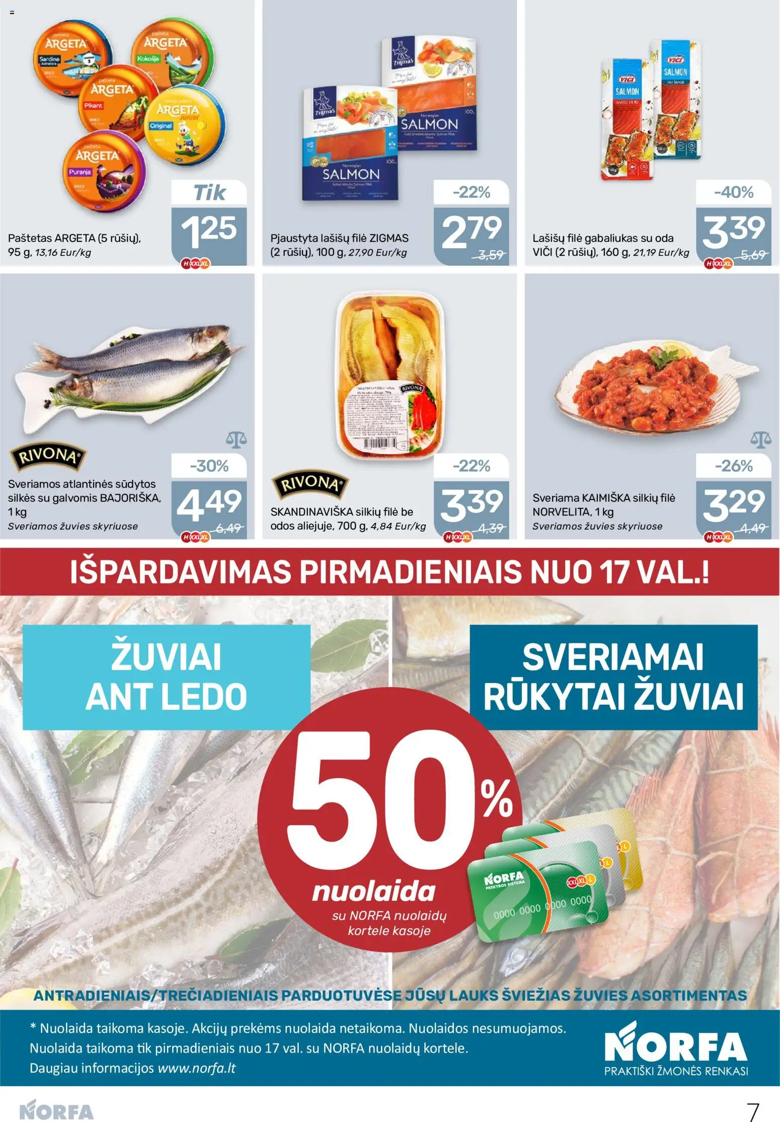 NORFA akcijos nuo 2026.10.01 | Puslapis: 7 | Prekių: Paštetas, Silkių filė, Lašišų filė