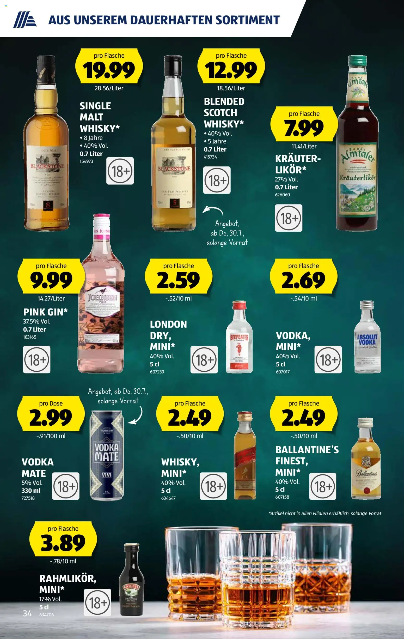 Aldi aktionen – gültig ab 30.07.2026 | Seite: 34 | Produkte: Gin, Whiskey