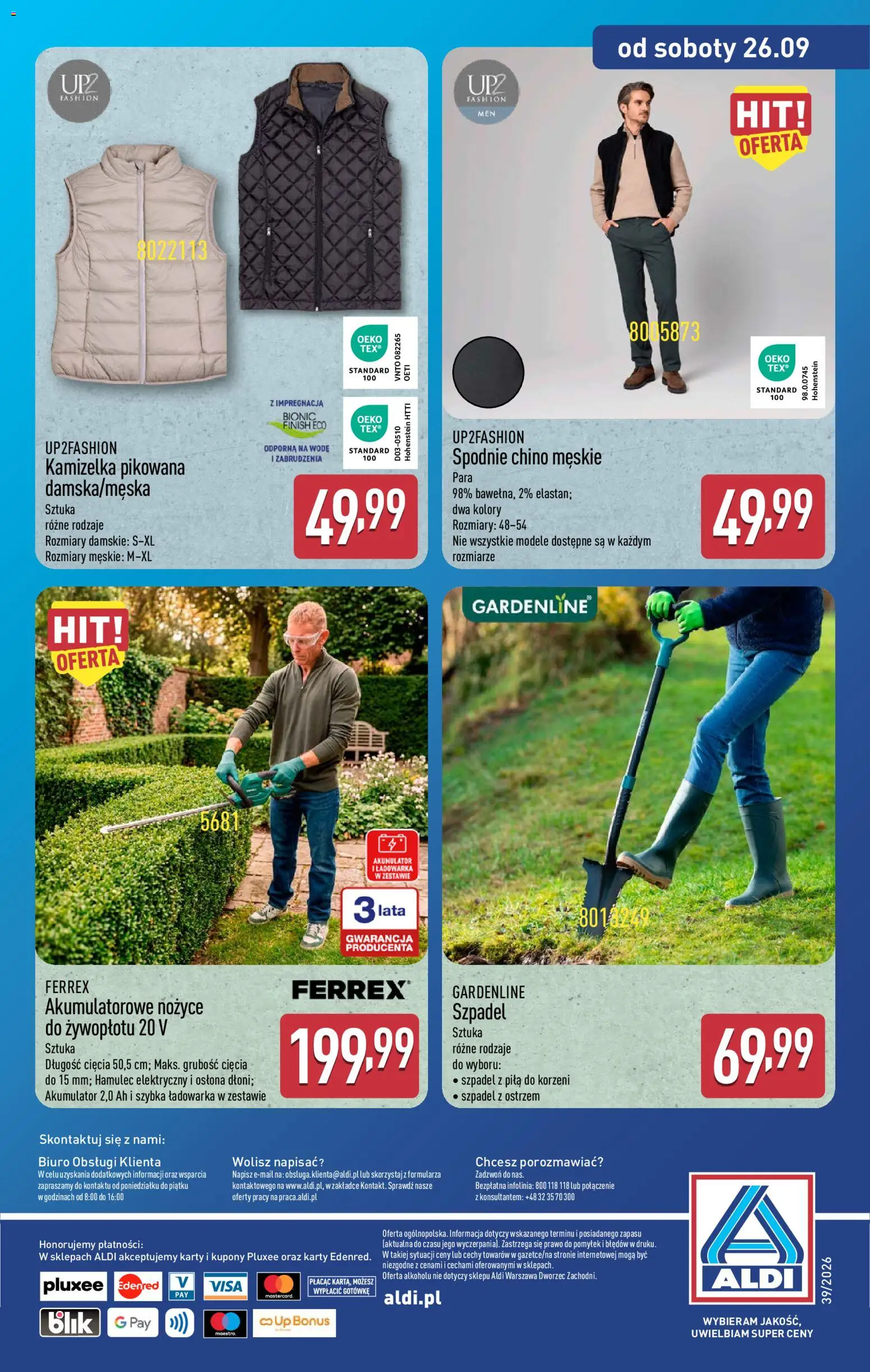 Aldi Polsko leták - Artykuły przemysłowe i tekstylia od 23.09.2026 | Strana: 15 | Produkty: Karty, Pila
