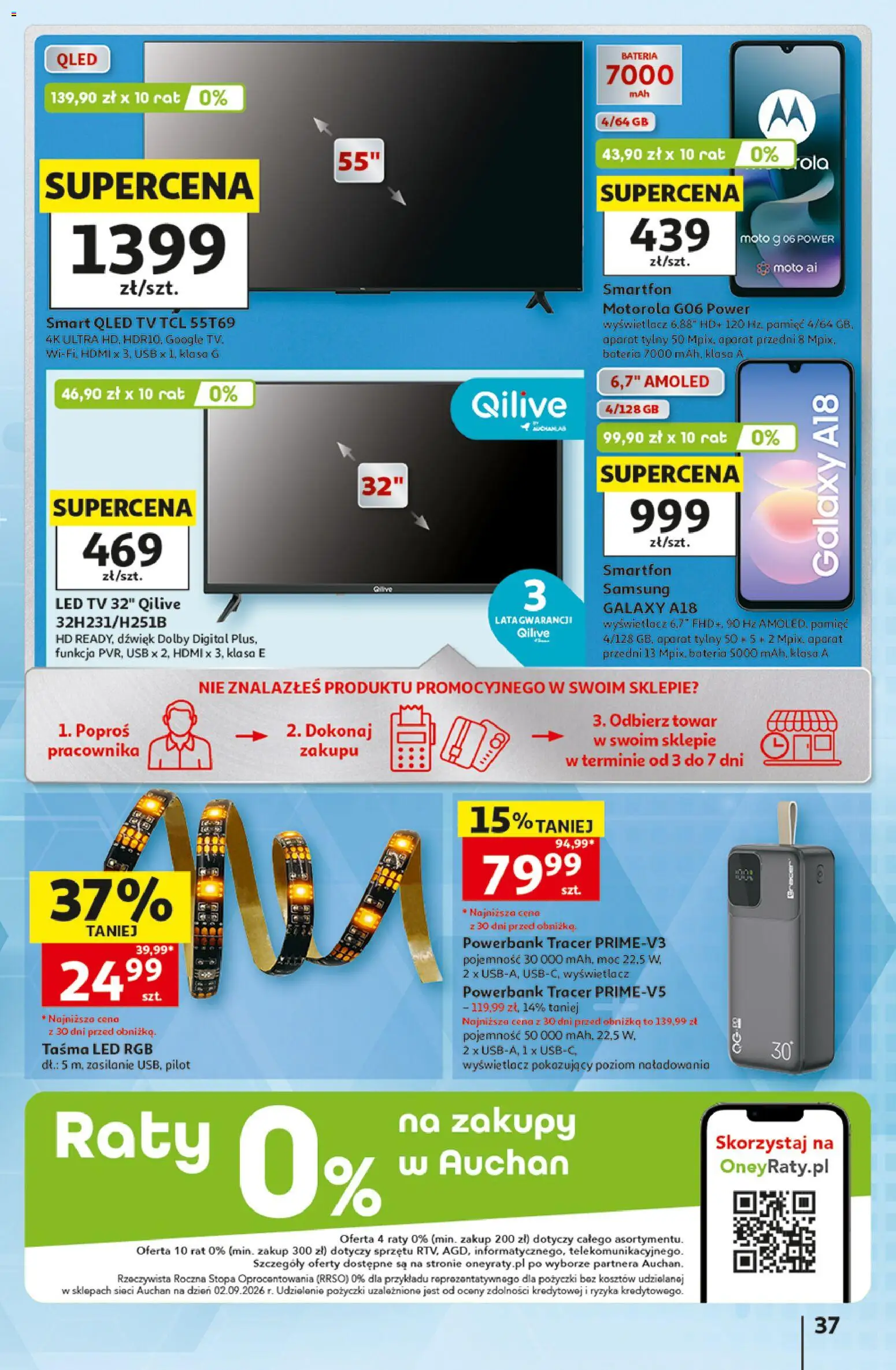 Auchan gazetka - Hipermarket od 29.10.2026 | Strona: 37 | Produkty: Smartfon, USB, Powerbank, Bateria