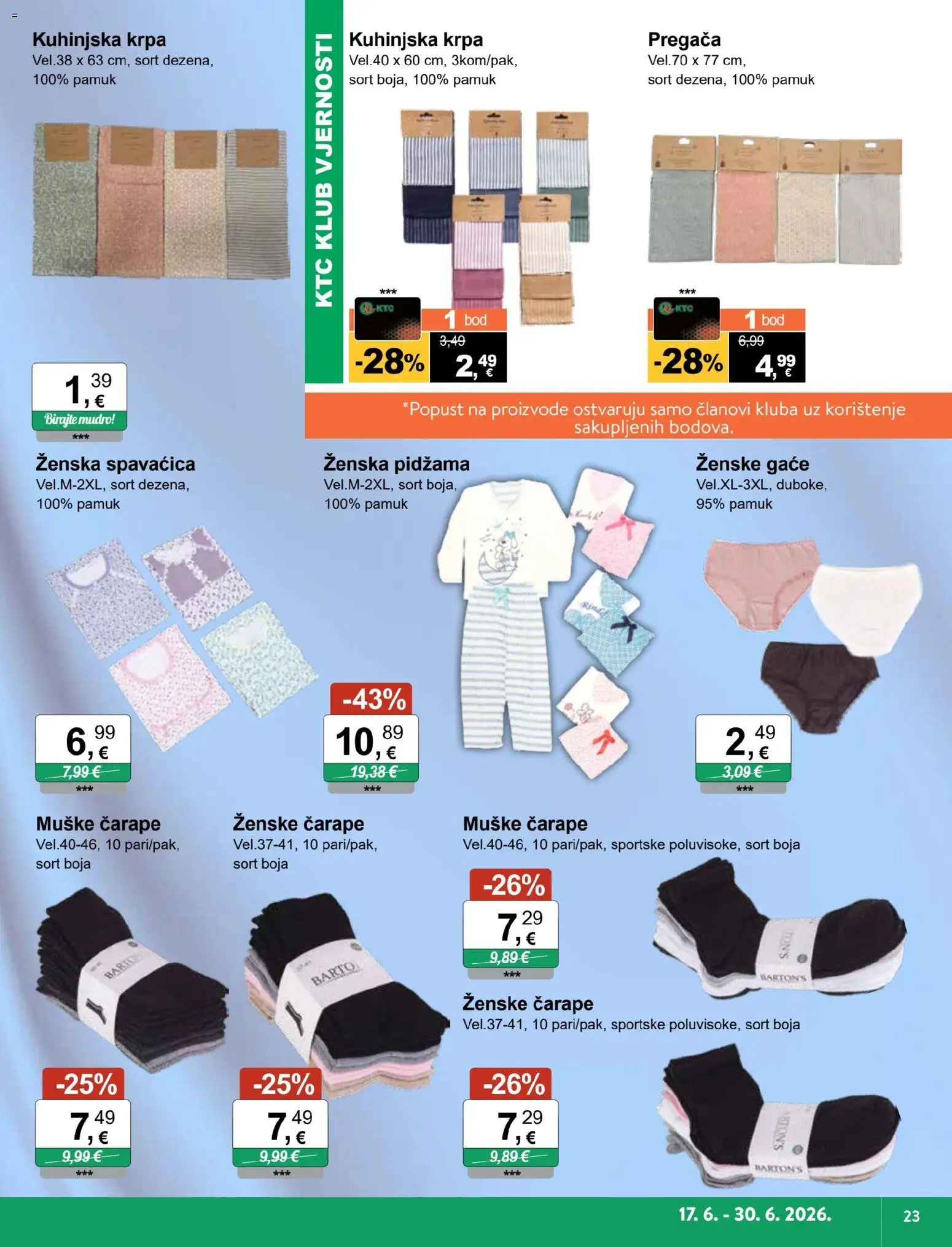 KTC katalog | vrijedi od 17.06.2026 | Stranica: 14 | Proizvodi: Krpa, Čarape, Pidžama