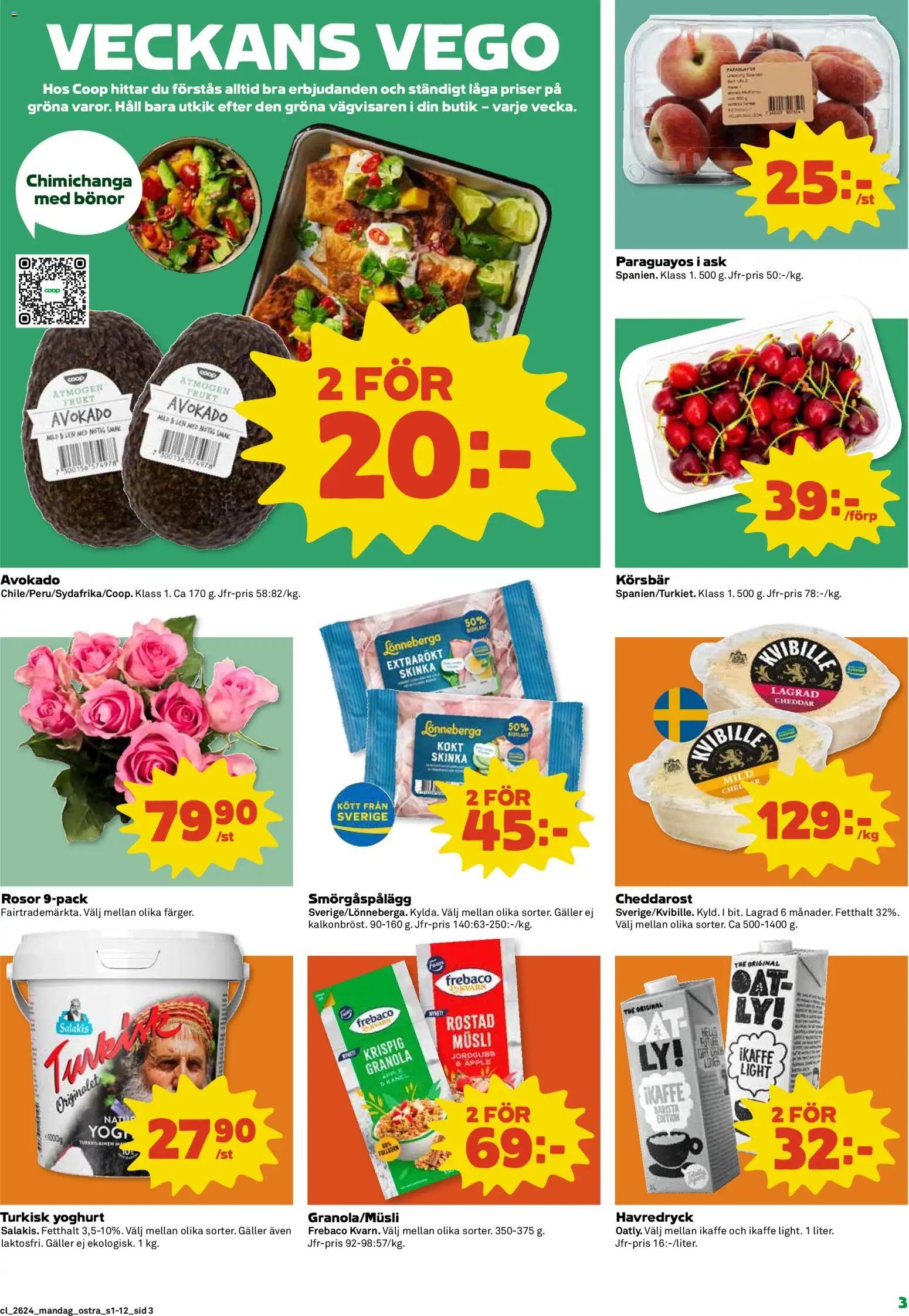 Coop Daglivs reklamblad aktuell från 08.06.2026 | Sida: 3 | Produkter: Kvarn, Cheddar, Smörgåspålägg, Körsbär