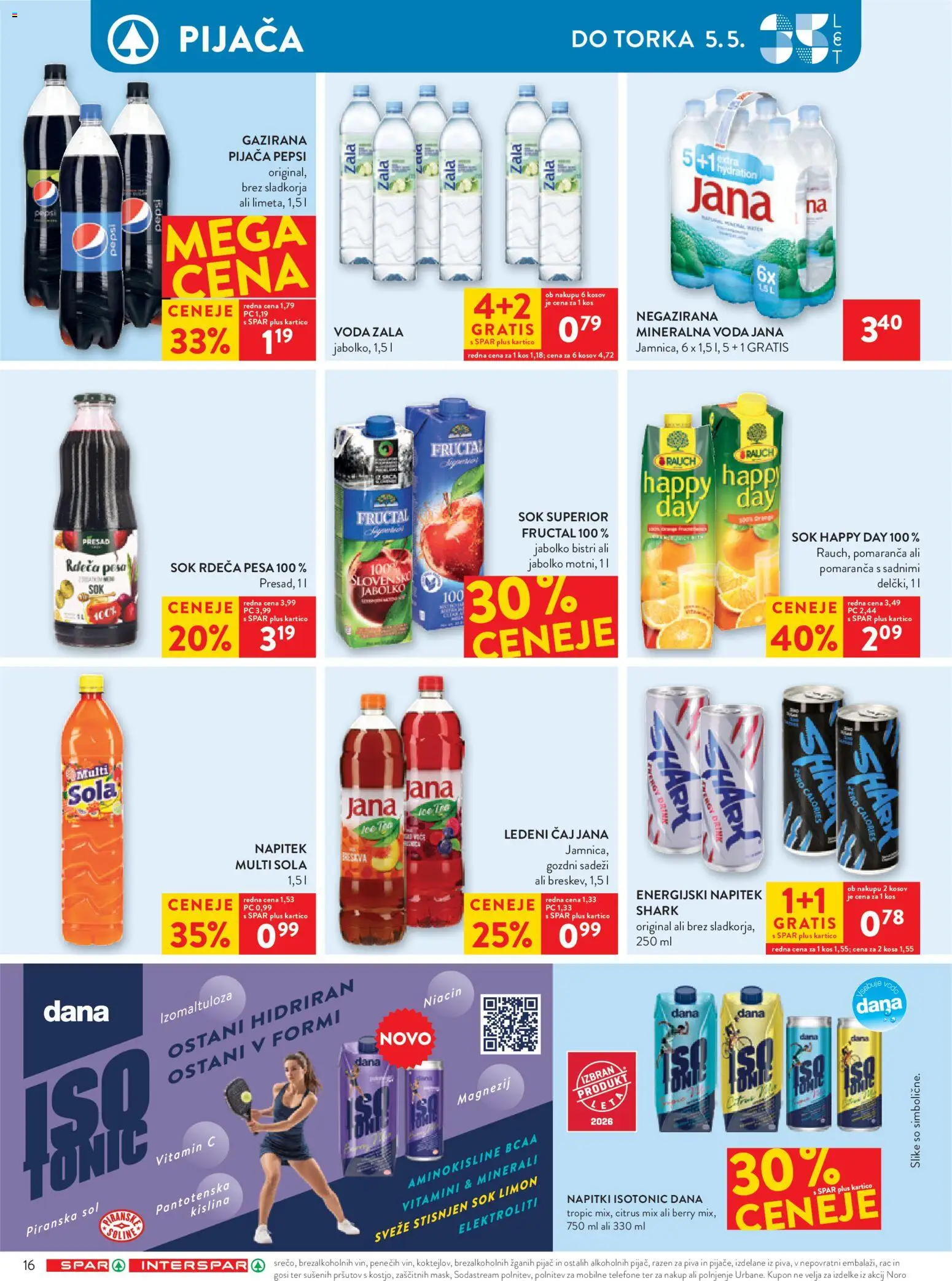 Novi Spar katalog ponudbe – veljaven od 29.04.2026 | Stran: 19 | Izdelki: Napitki, Energijski napitek, Mineralna voda, Sol