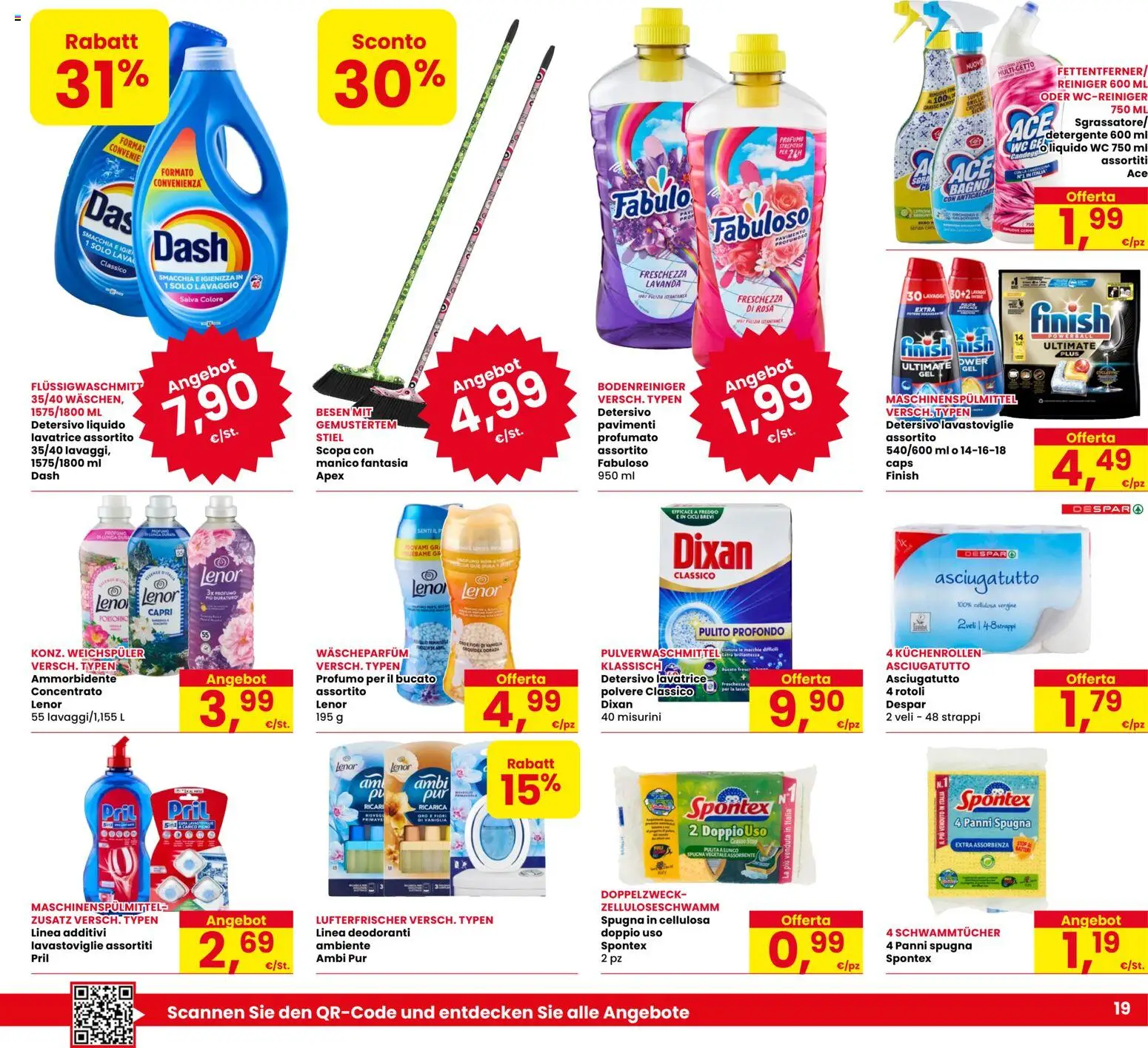 Volantino Eurospar del 03/09/2026 | Pagina: 19 | Prodotti: Pavimento, Lavatrice, Asciugatutto, WC
