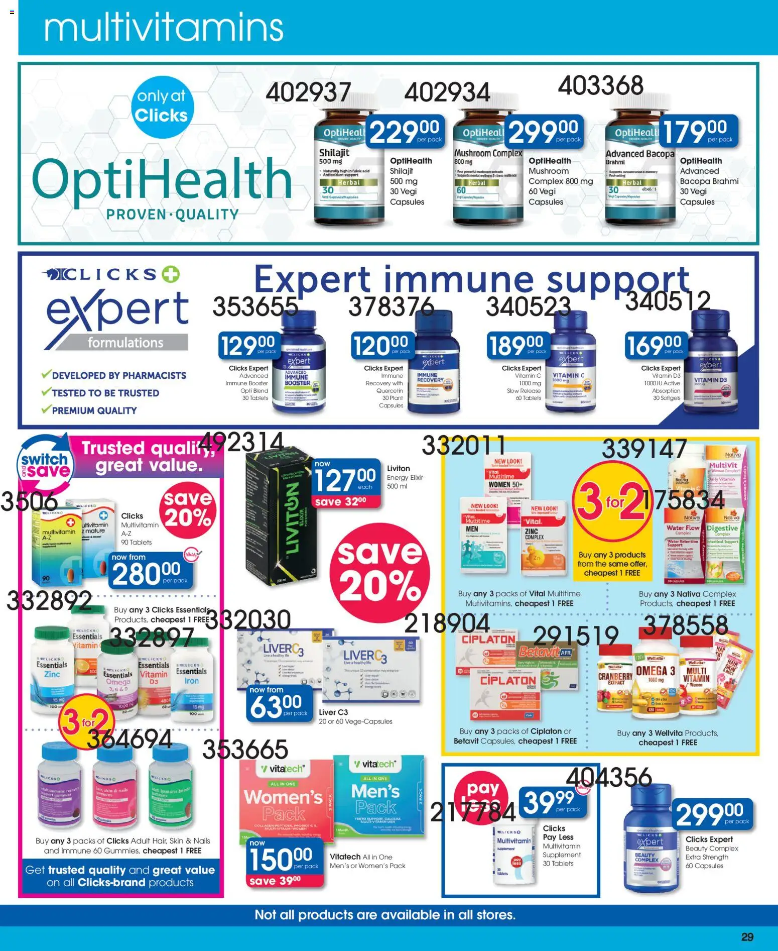 New Clicks catalogue – valid from 21.05.2026 | Page: 29 | Products: Multivitamins, Switch, Water, Salt