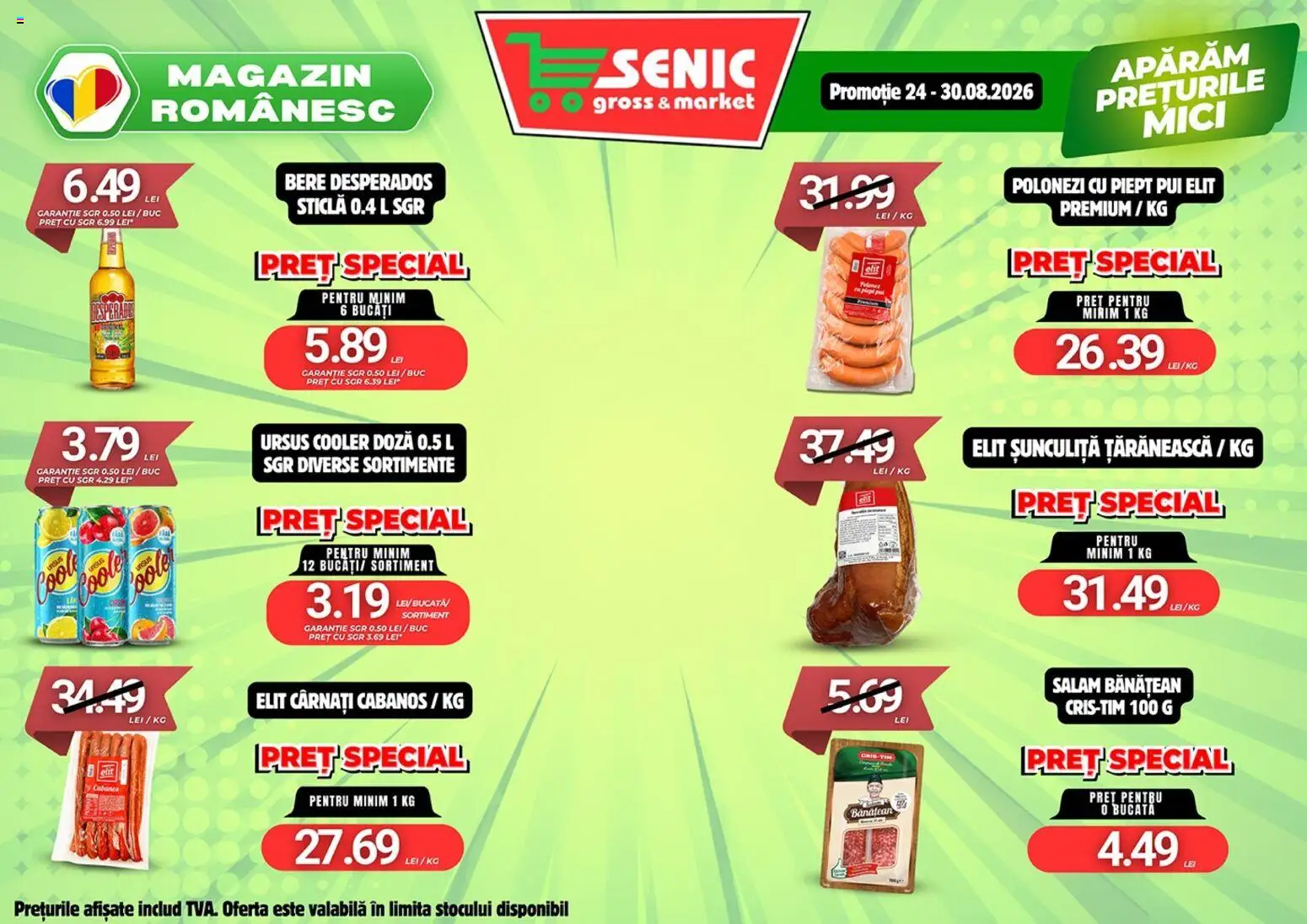 Noul catalog Senic – valabil de la 24.08.2026 | Pagină: 5 | Produse: Cooler, Cabanos, Desperados, Cârnați