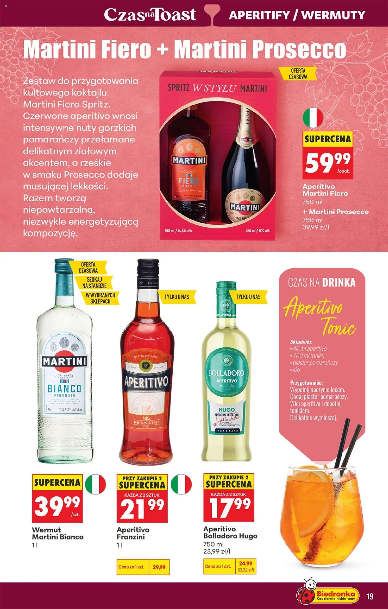 Biedronka Polsko leták - Czas na toast od 05.10.2026 | Strana: 19 | Produkty: Spritz, Martini Bianco, Martini Fiero, Martini Prosecco