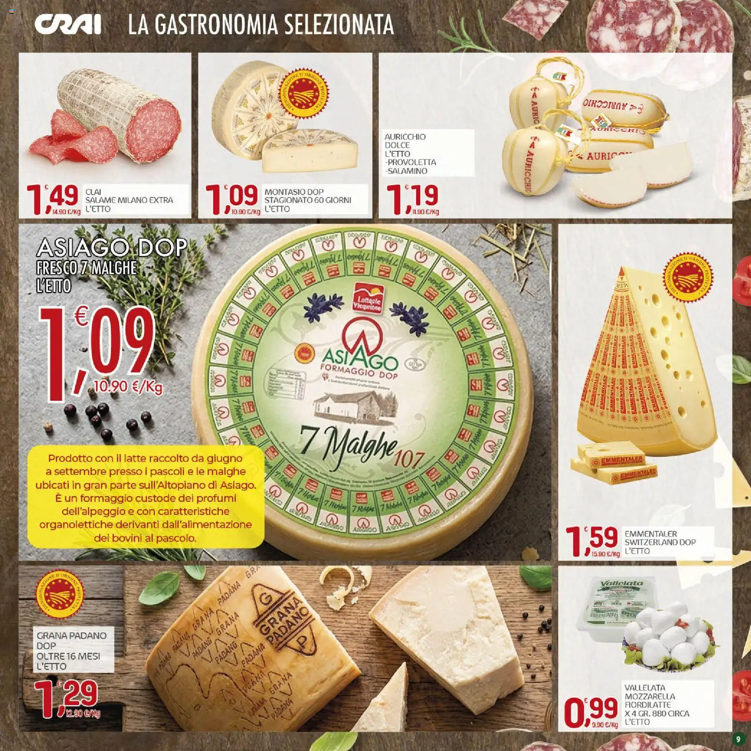 Volantino CRAI del 17/09/2026 | Pagina: 9 | Prodotti: Mozzarella, Formaggio, Grana Padano, Profumi