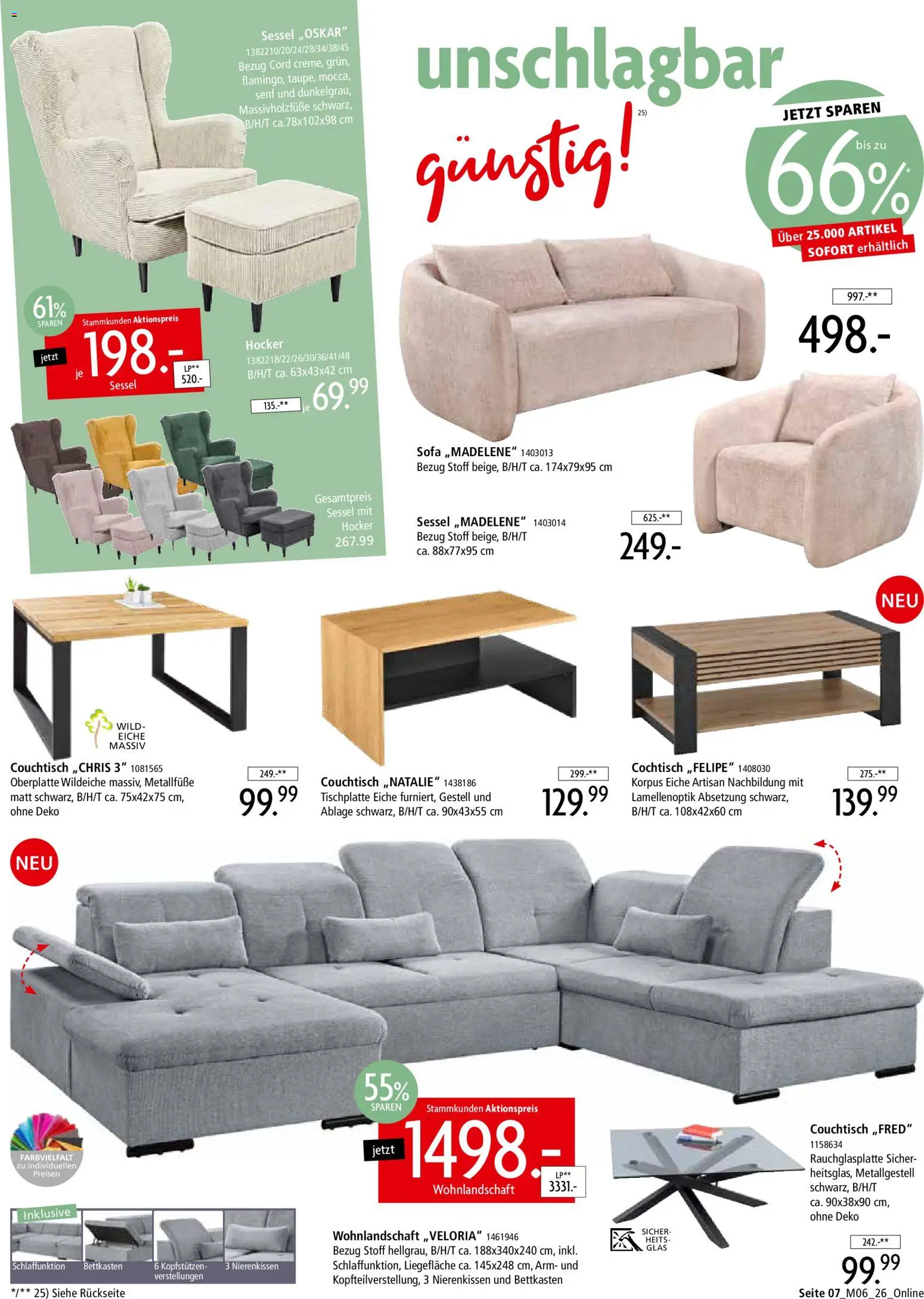 Zurbrüggen Z2-unschlagbar günstig – gültig ab 01.05.2026 | Seite: 7 | Produkte: Wohnlandschaft, Hocker, Sessel, Couchtisch