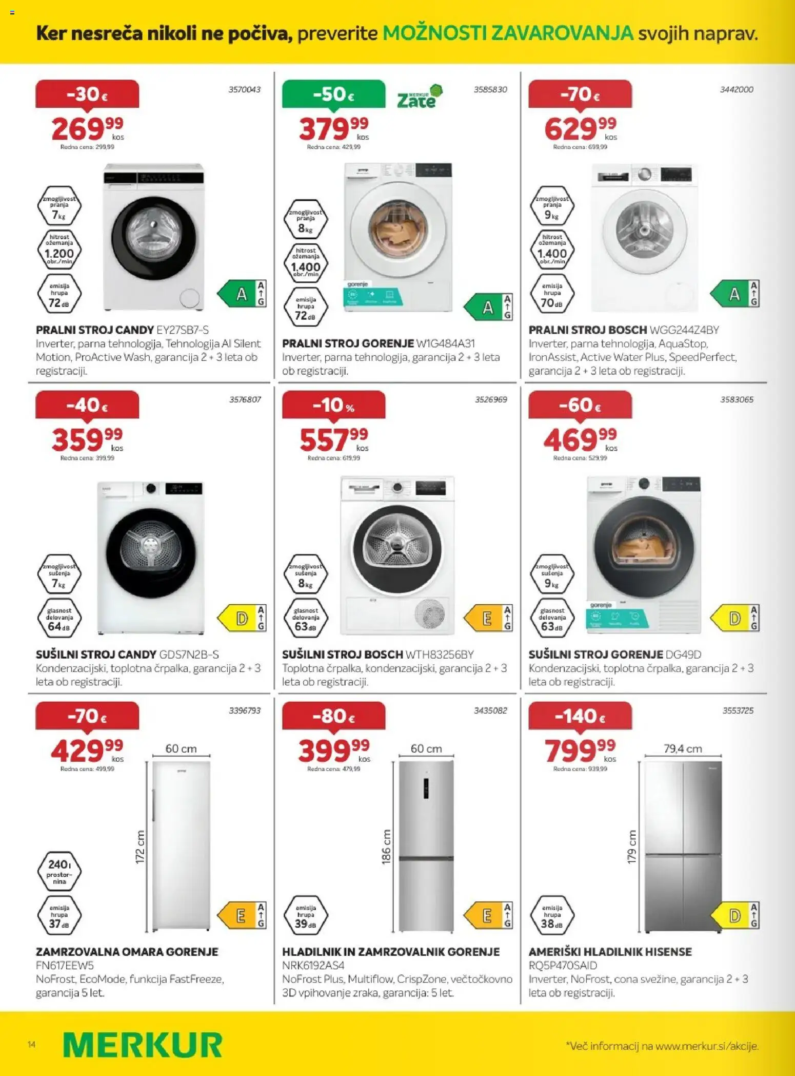 Novi Merkur katalog ponudbe – veljaven od 07.10.2026 | Stran: 14 | Izdelki: Hladilnik, Zamrzovalnik, Omara, Zamrzovalna omara