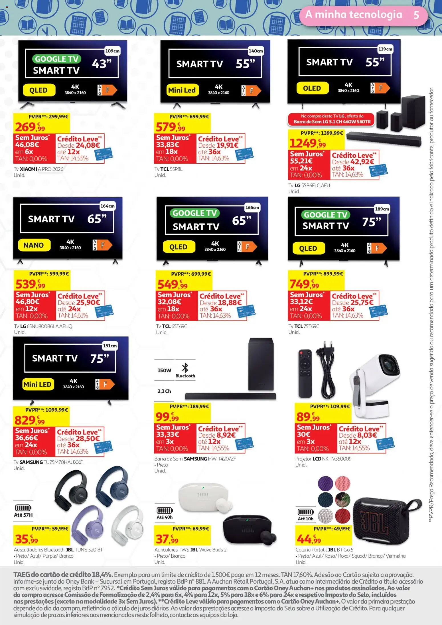 Auchan - Tecno Escolar │ válido de 04/09/2026 | Página: 5 | Produtos: Barra de som, Projetor