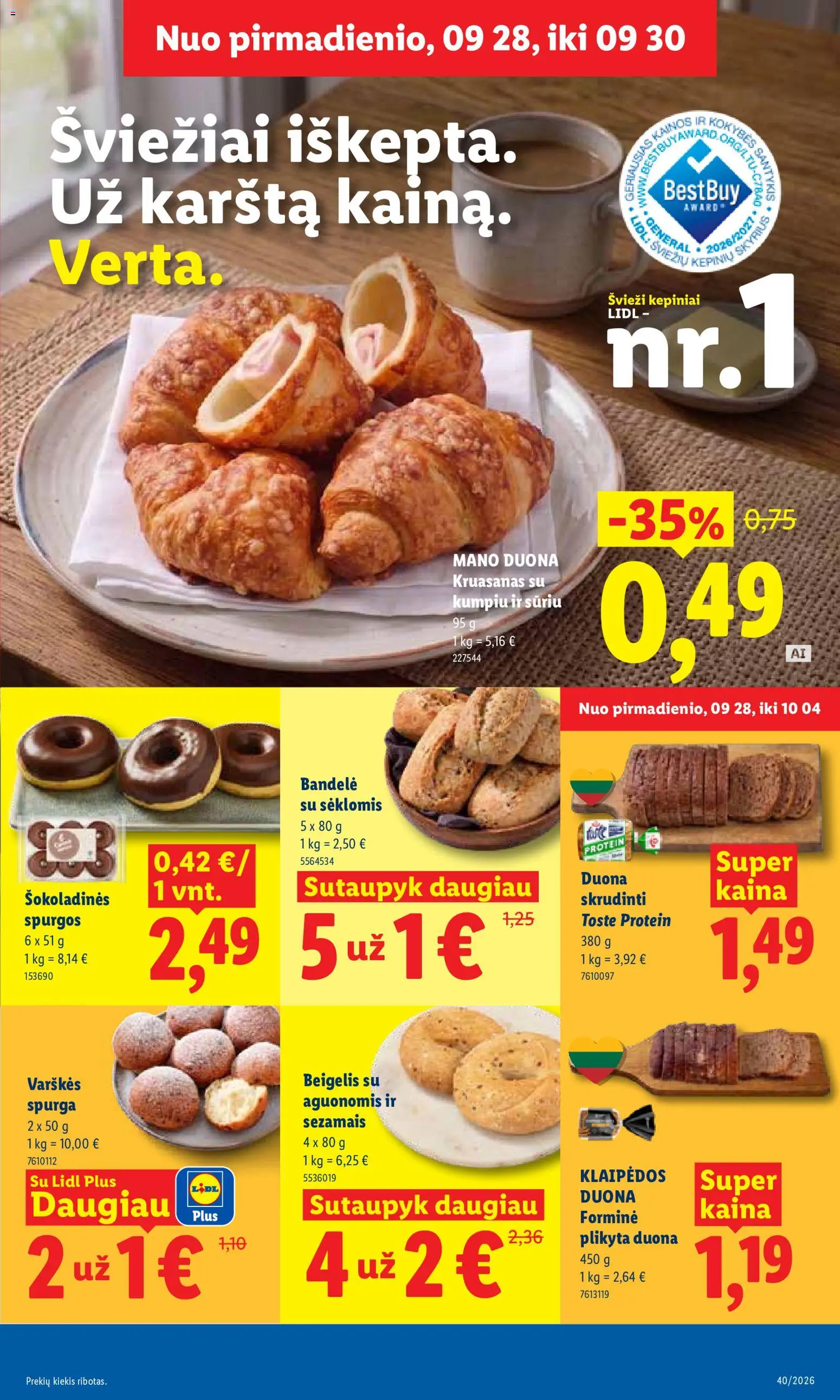 LIDL akcijos nuo 2026.09.28 | Puslapis: 5 | Prekių: Spurga, Bandelė, Duona