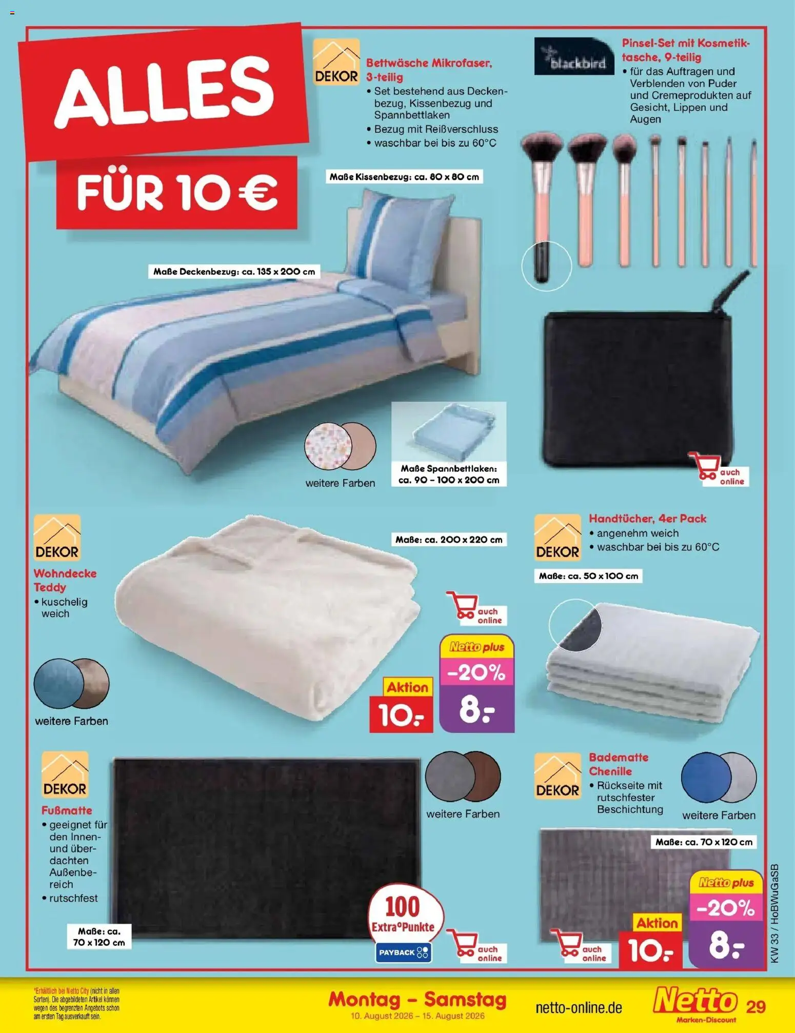 Netto Marken-Discount Prospekt – gültig ab 10.08.2026 | Seite: 41 | Produkte: Bettwäsche, Puder, Fußmatte