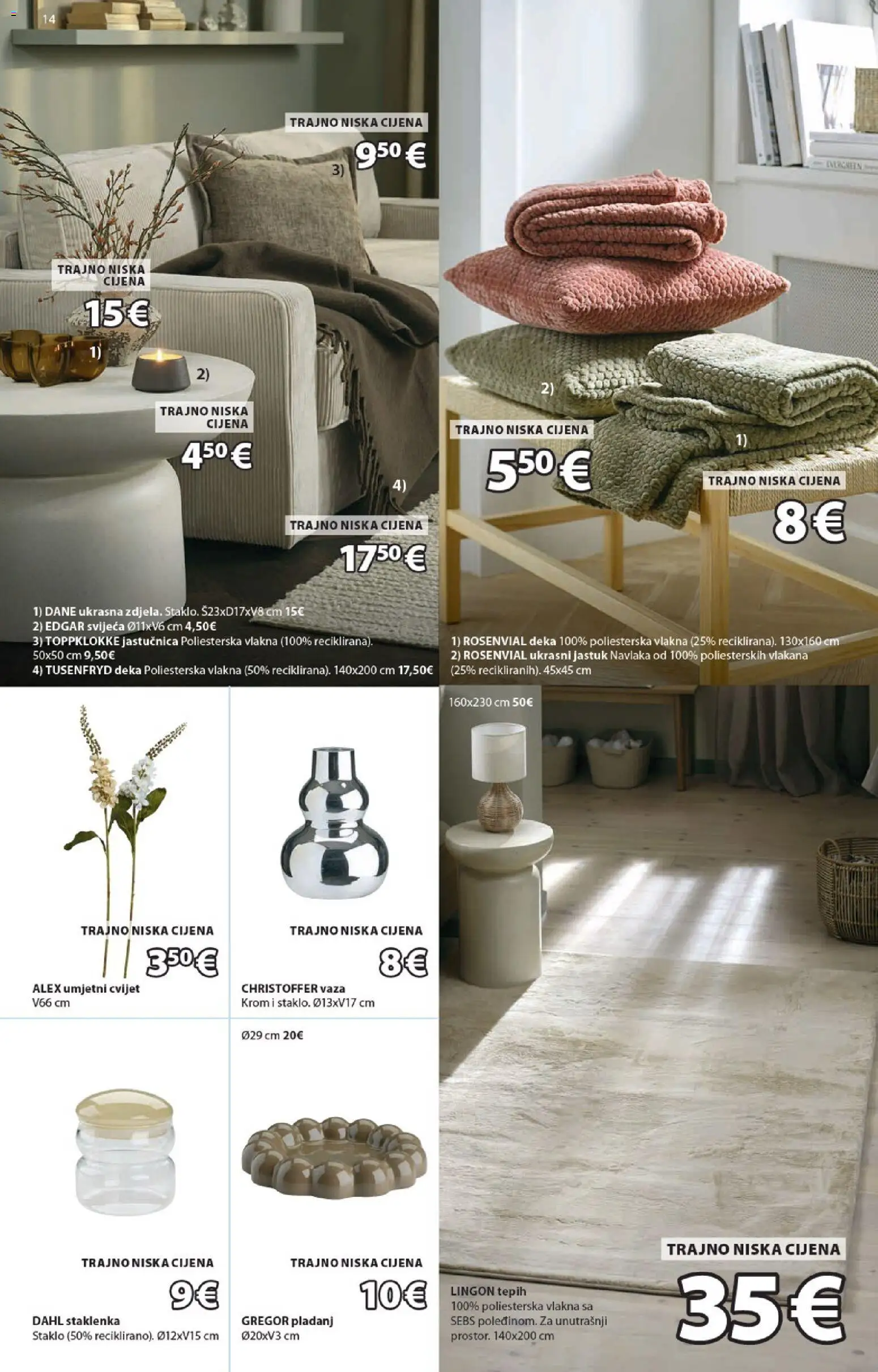 JYSK katalog | vrijedi od 30.09.2026 | Stranica: 14 | Proizvodi: Tepih, Vaza, Staklo, Pladanj
