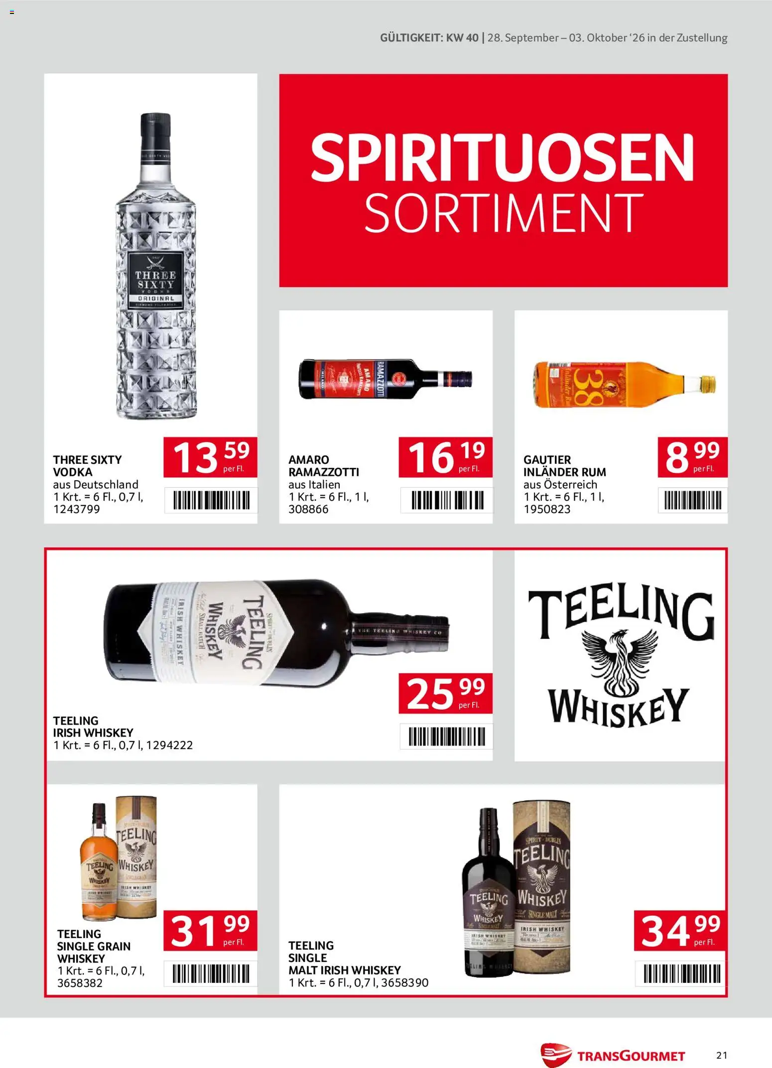 Transgourmet Zustellaktion gültig ab 28.09.2026 | Seite: 21 | Produkte: Whiskey