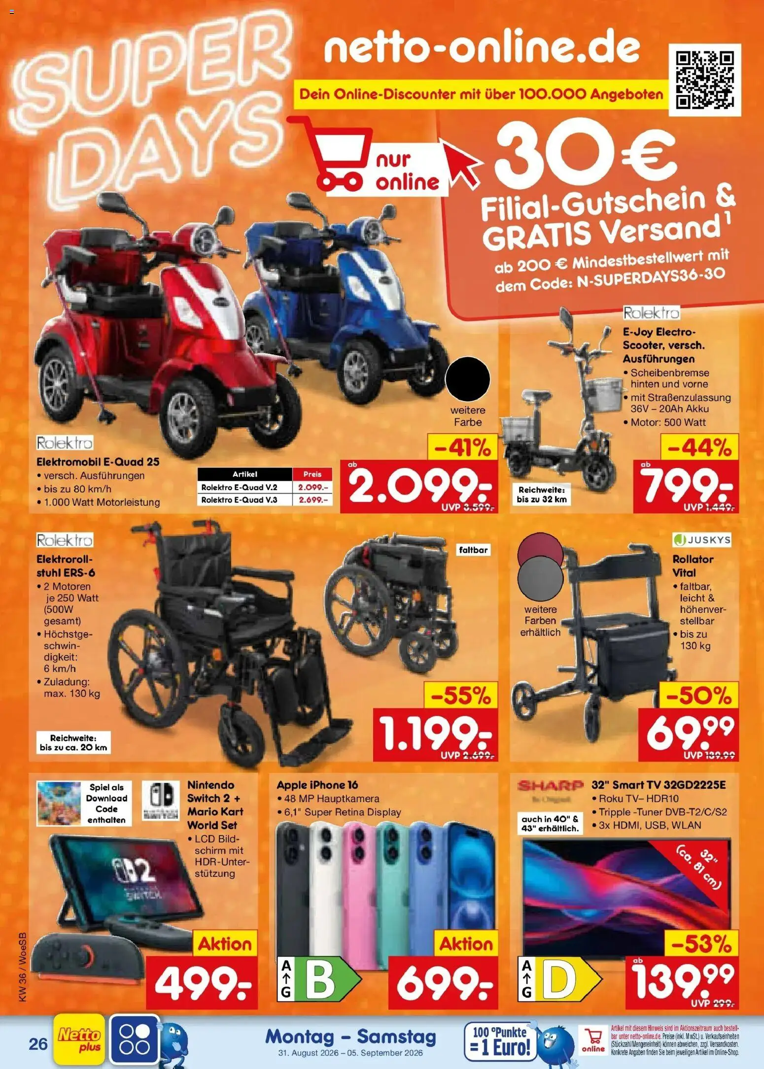 Netto Marken-Discount Prospekt Gemmingen (ab 31.08.2026) » Angebote | Seite: 36 | Produkte: Stuhl, Iphone, Apple, TV