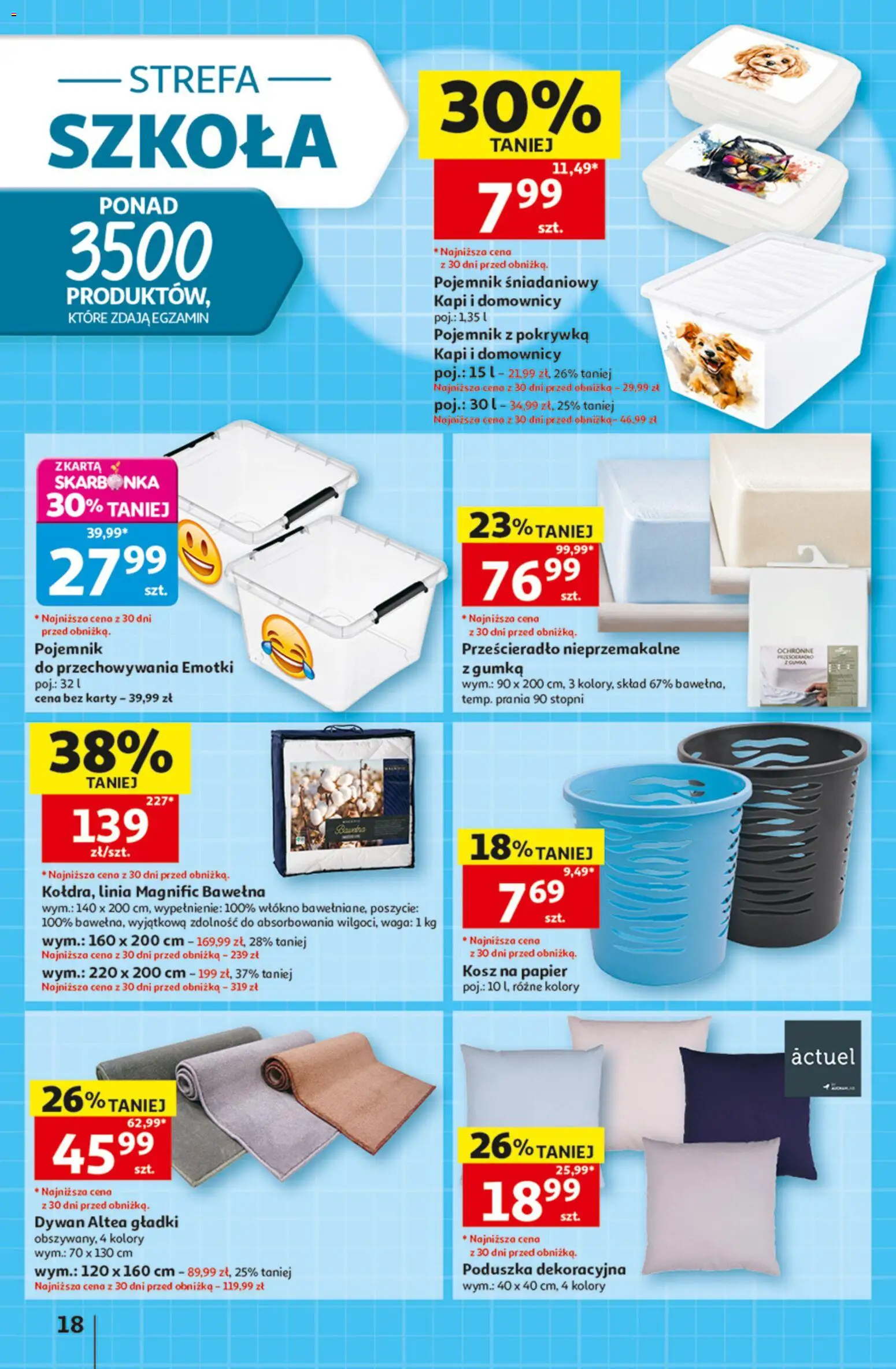 Auchan gazetka od 13.08.2026 | Strona: 18 | Produkty: Karta, Waga, Prześcieradło, Dywan