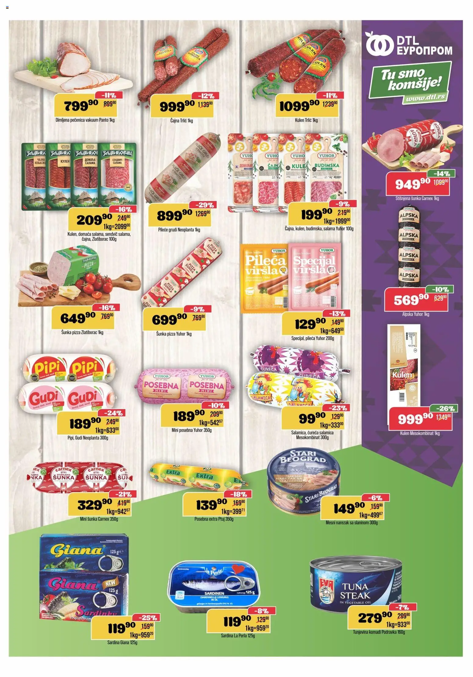 Europrom katalog - važi od 06.05.2026 | Strana: 5 | Proizvode: Podravka, Kobasica, Mesni narezak, Sardina