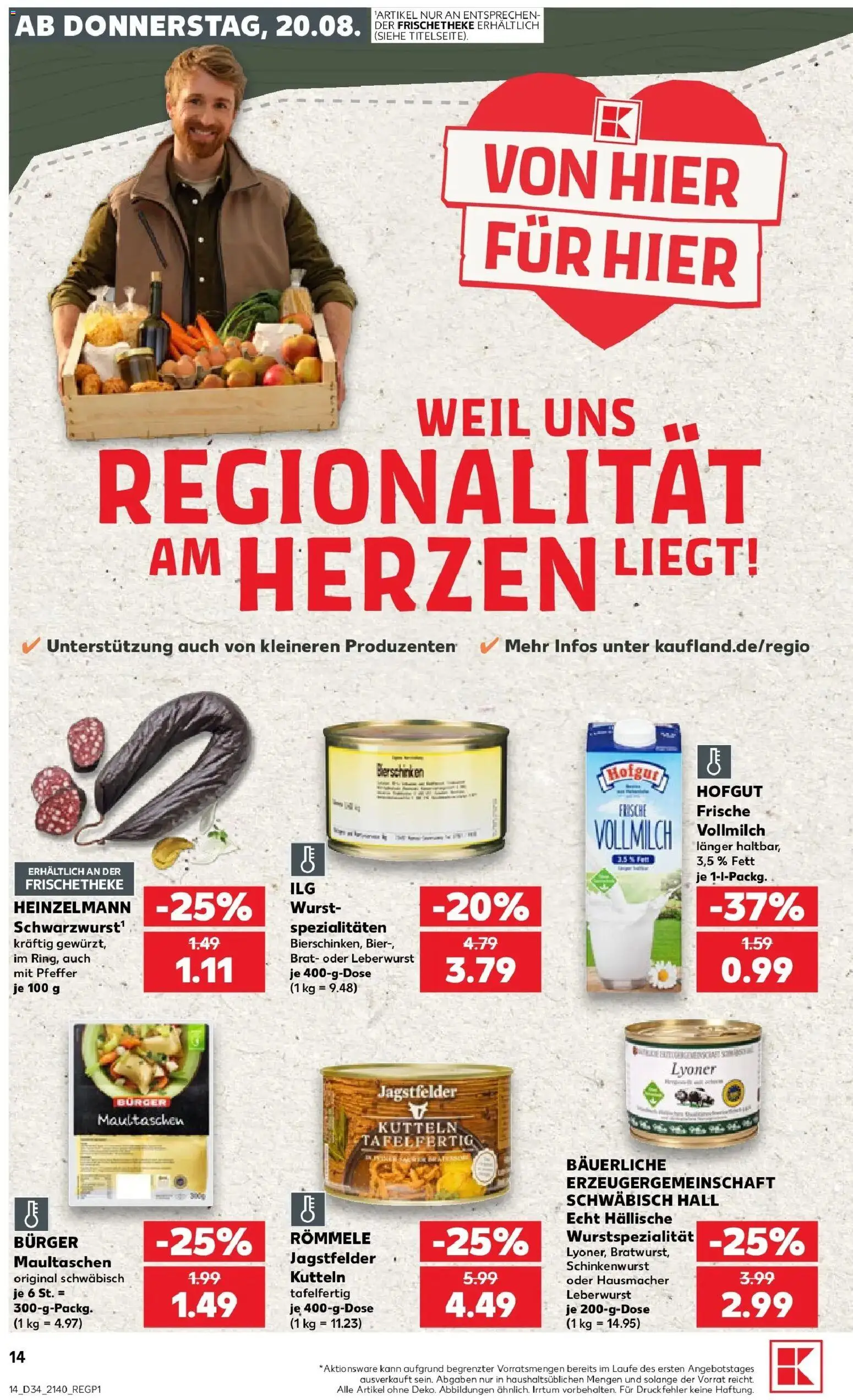 Prospekt Kaufland ab 20.08.2026 » Angebote Online zum Blättern | Seite: 14 | Produkte: Bier, Spezialitäten, Burger, Pfeffer