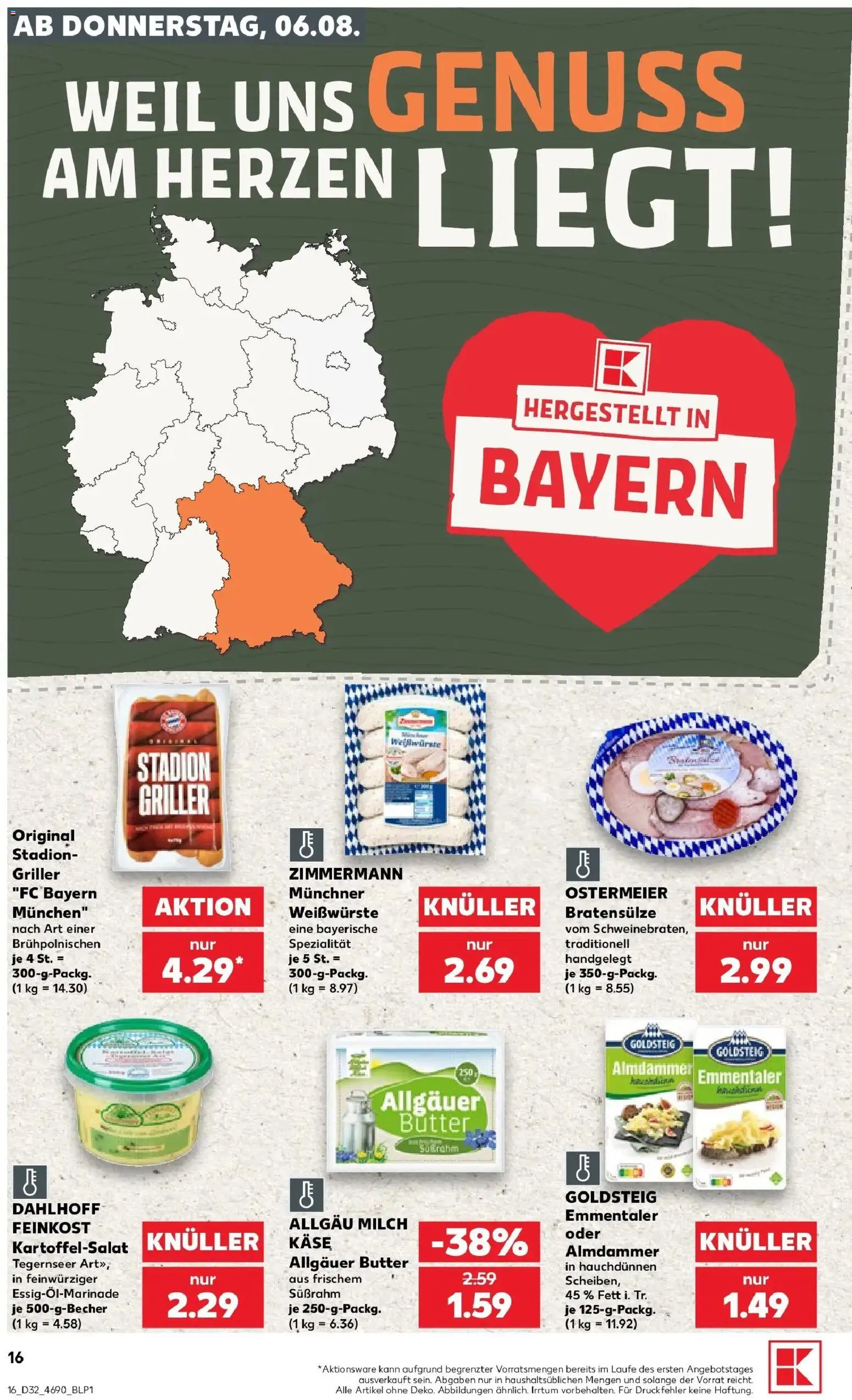 Prospekt Kaufland ab 06.08.2026 » Angebote Online zum Blättern | Seite: 16 | Produkte: Milch, Butter, Käse, Griller
