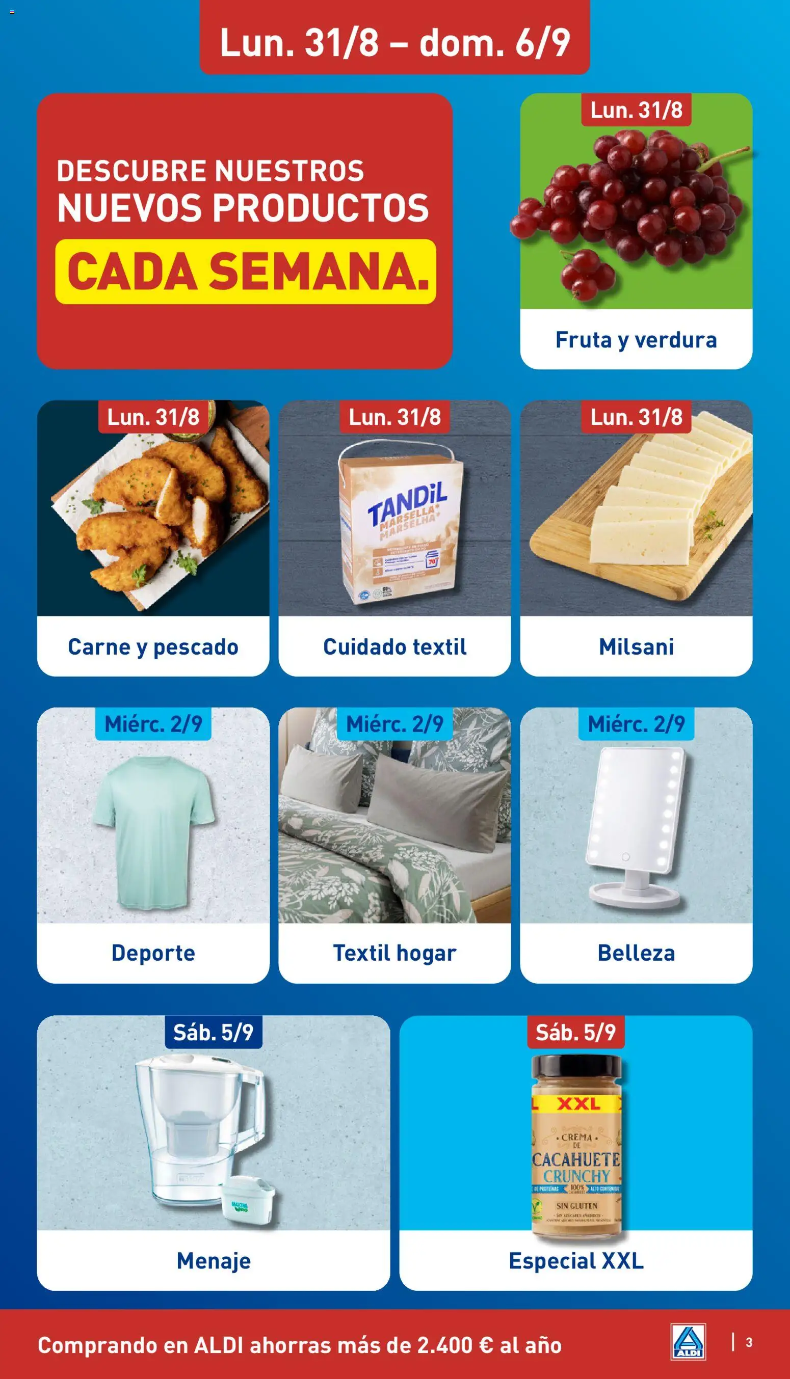 Aldi folleto Baleares │ válido desde el 31/08/2026 | Página: 3 | Productos: Fruta, Pescado, Crema, Carne