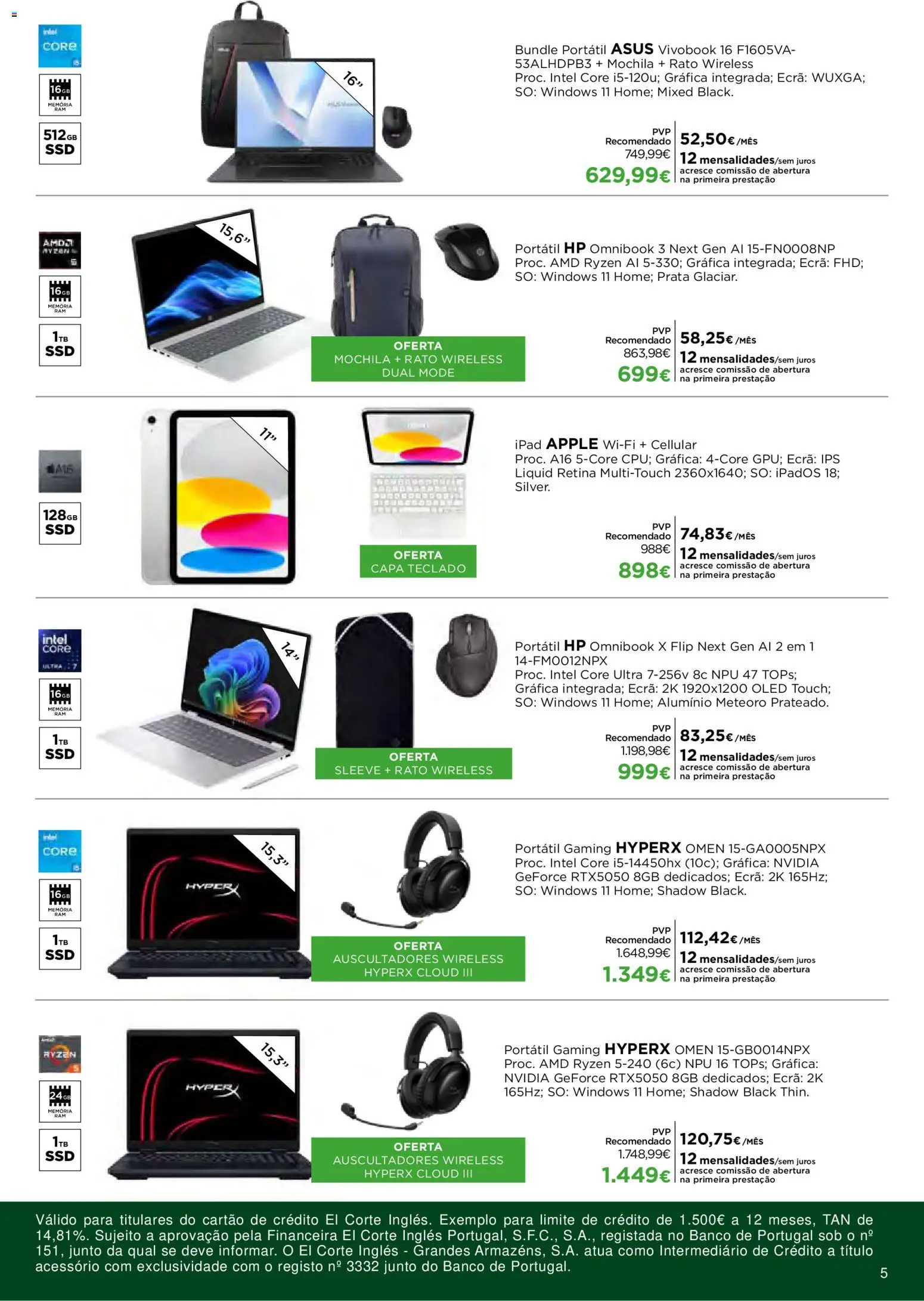 El Corte Ingles Regresso as Aulas │ válido de 28/08/2026 | Página: 5 | Produtos: Mochila, Teclado, Banco