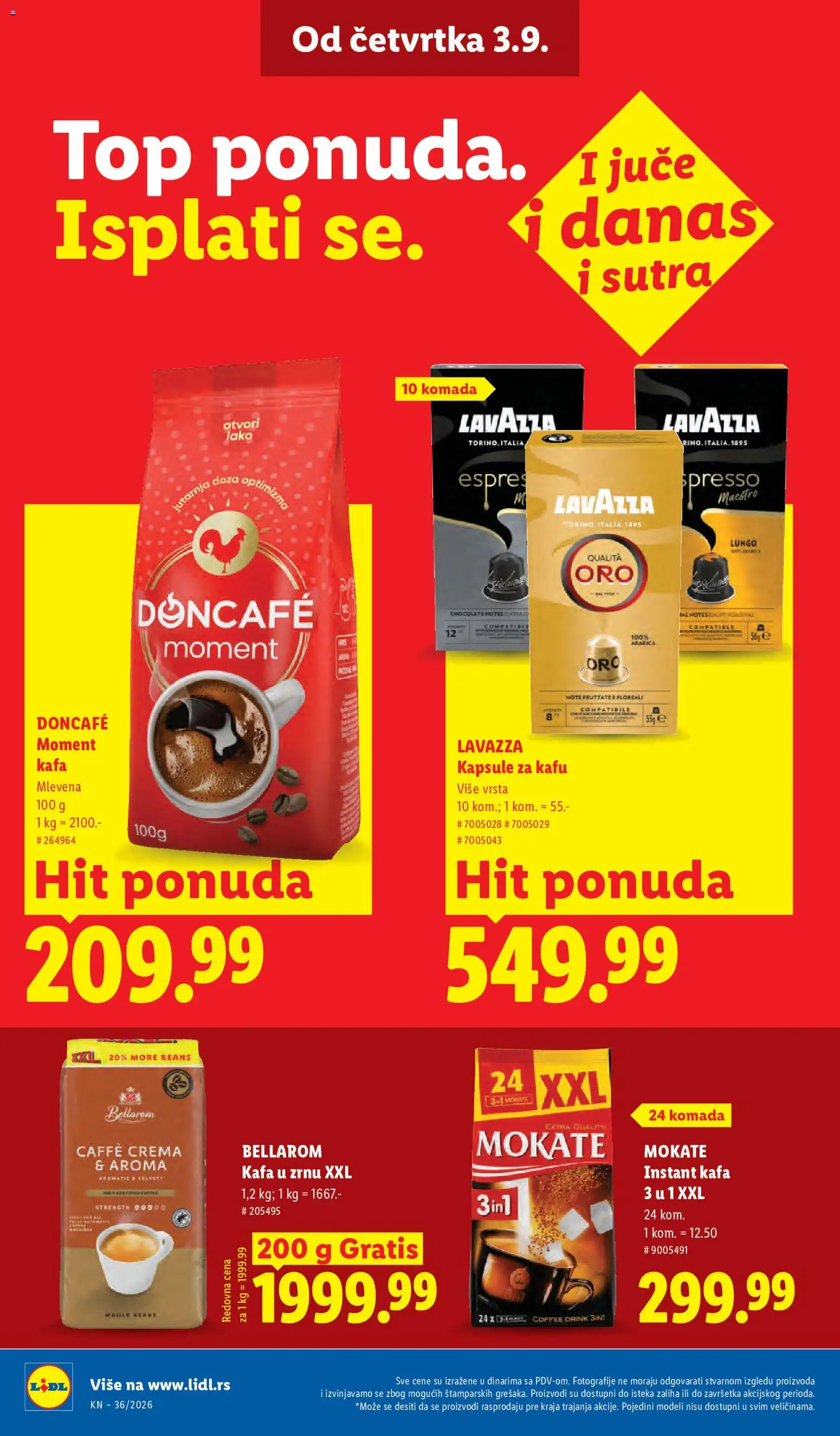 Lidl katalog - važi od 03.09.2026 | Strana: 34 | Proizvode: Instant kafa, Kapsule za kafu, Doncafe, Kafa